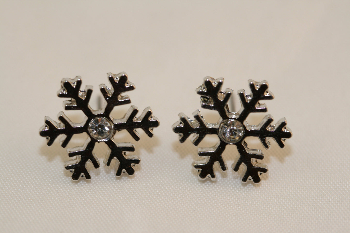 Rhinestone Snowflake earrings, Winter Ear Studs, Snow Earrings, Holiday Snowflake Jewelry, Christmas gifts, Sold as a pair