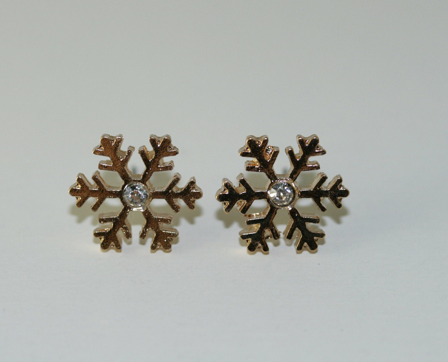 Rhinestone Snowflake earrings, Winter Ear Studs, Snow Earrings, Holiday Snowflake Jewelry, Christmas gifts, Sold as a pair