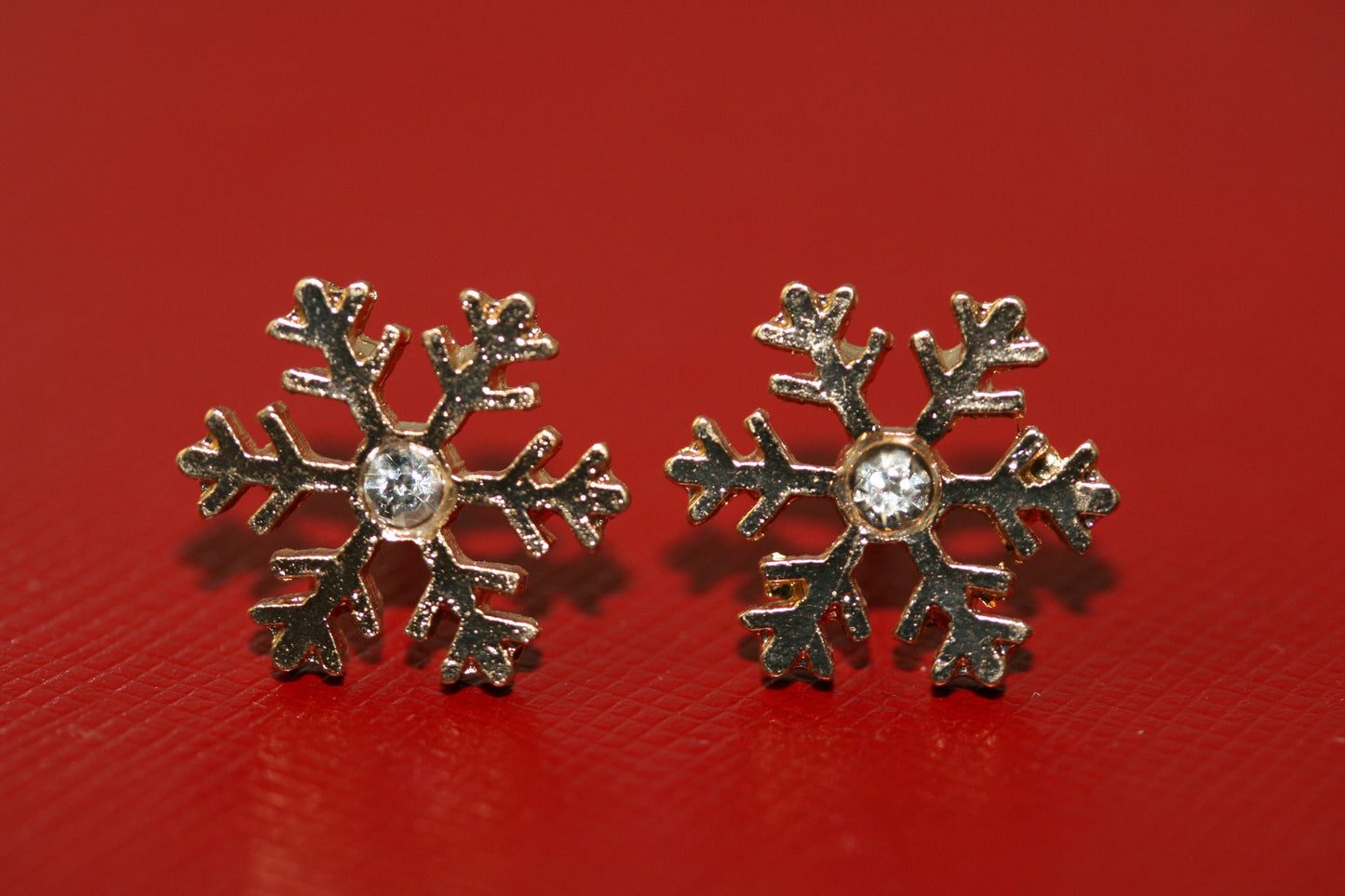 Rhinestone Snowflake earrings, Winter Ear Studs, Snow Earrings, Holiday Snowflake Jewelry, Christmas gifts, Sold as a pair