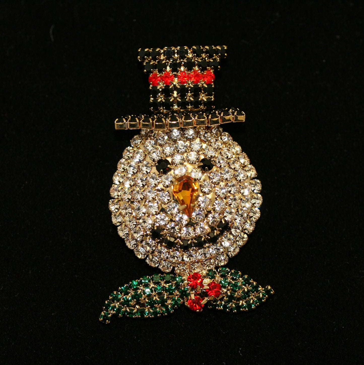 Crystal Snowman Pin All Rhinestone Christmas Prong-setting Snowman Pin Brooch, Christmas Holiday Jewelry