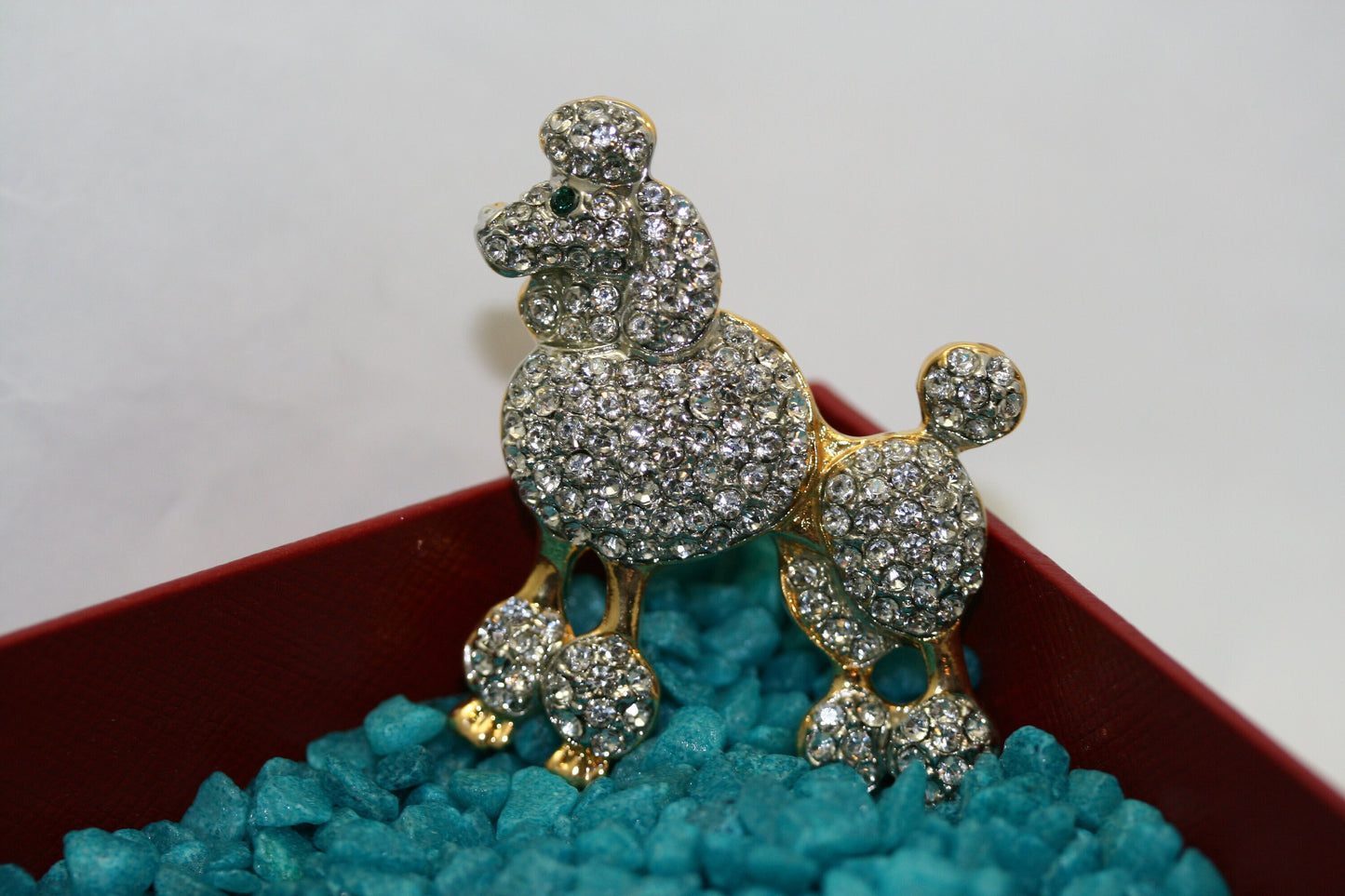 Rhinestone Posh Poodle Dog Brooch Crystal Dog pin