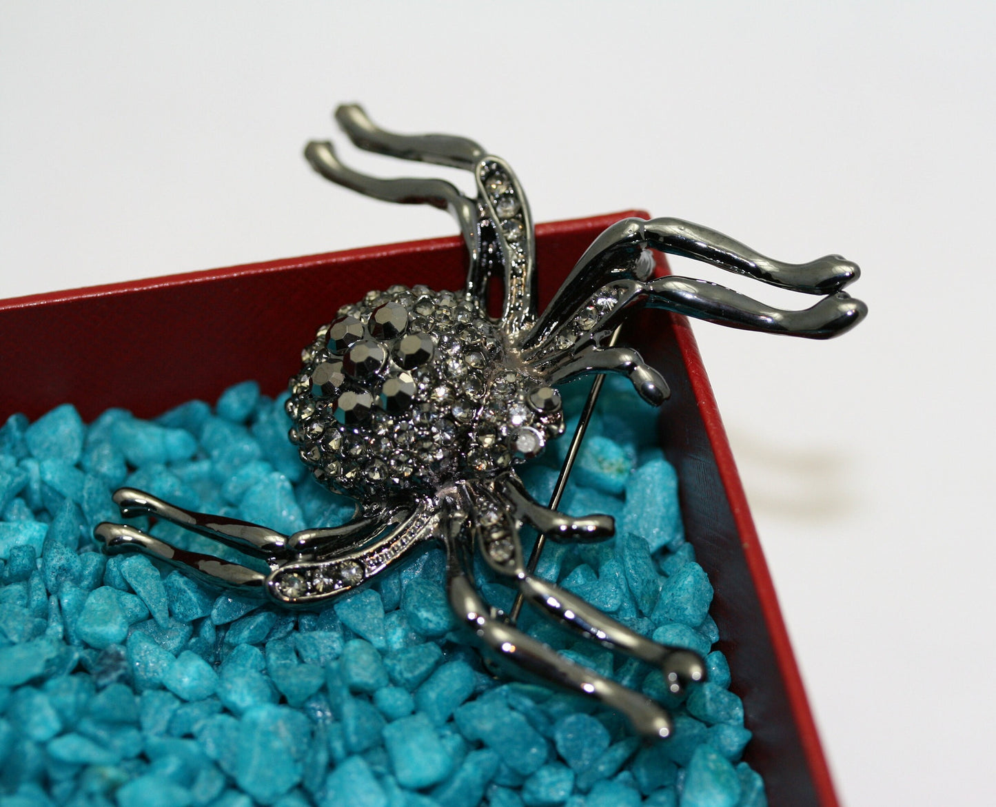 Vintage Rhinestone Inlaid Spider Brooch Pin Halloween Brooch Jewelry