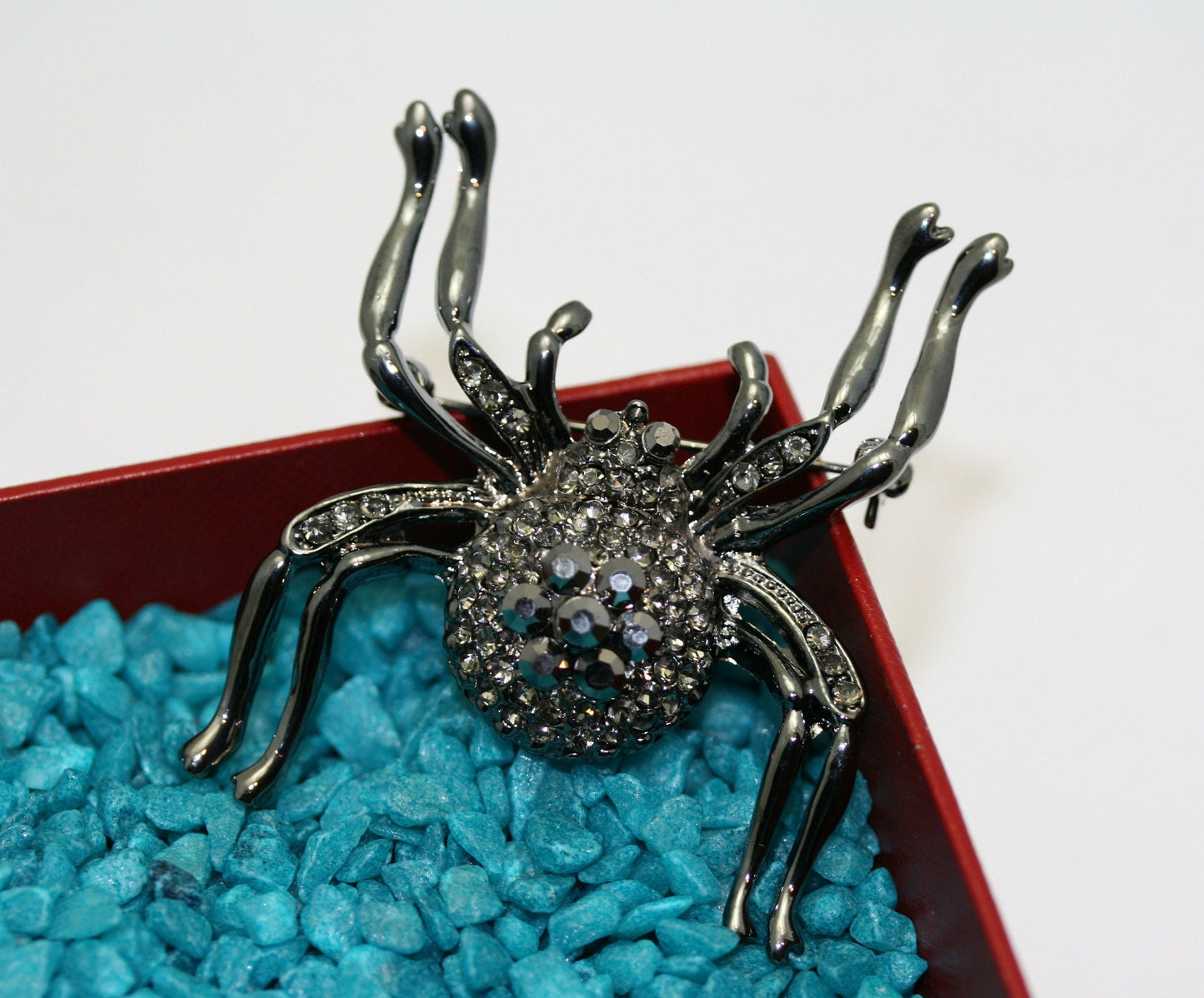 Vintage Rhinestone Inlaid Spider Brooch Pin Halloween Brooch Jewelry