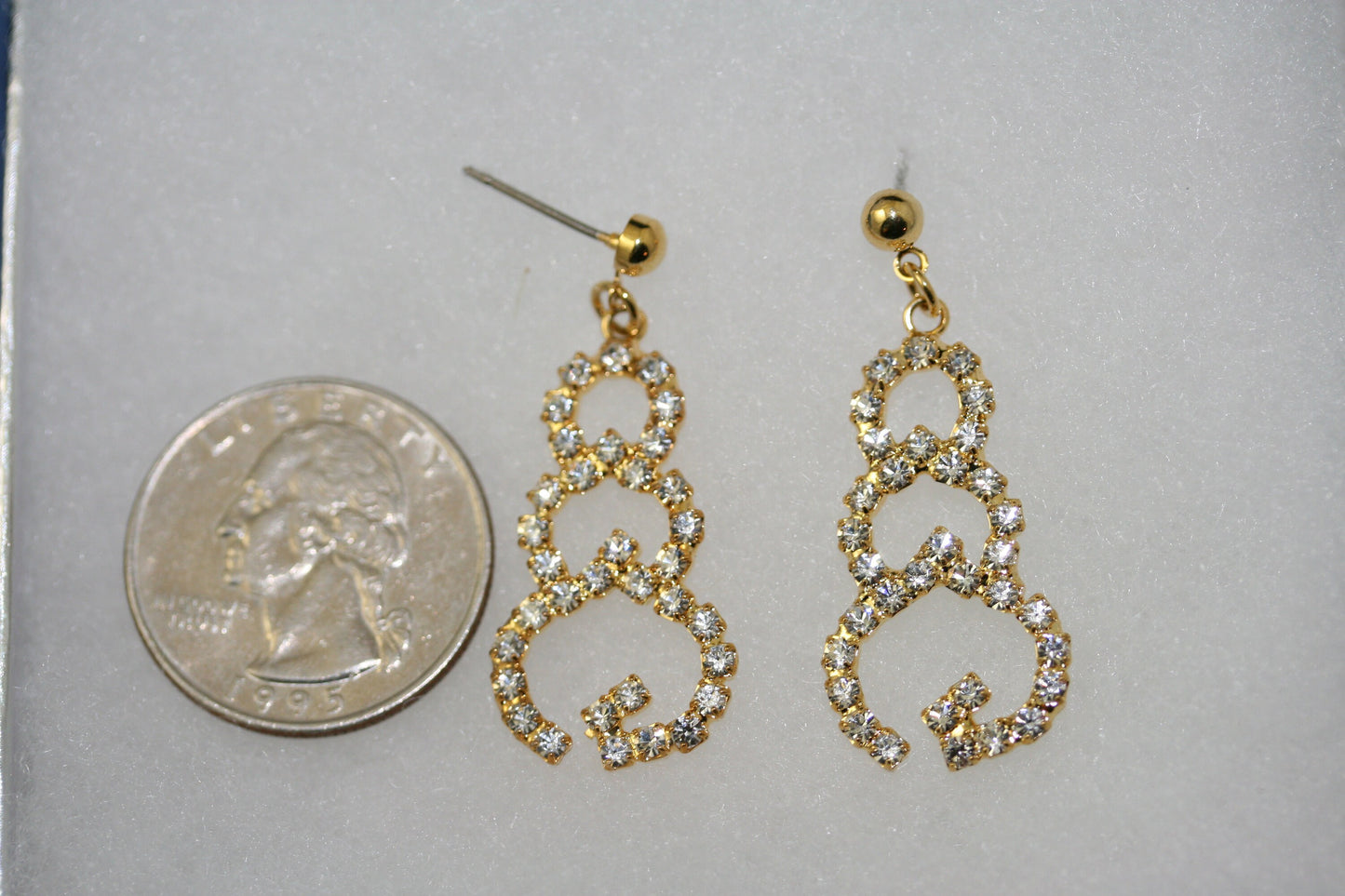 Vintage Rhinestone Snowman Dangle Earrings, Outline Shape, Holiday Fashion Jewelry Gift