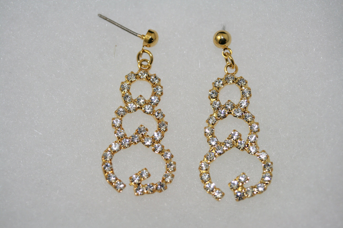 Vintage Rhinestone Snowman Dangle Earrings, Outline Shape, Holiday Fashion Jewelry Gift