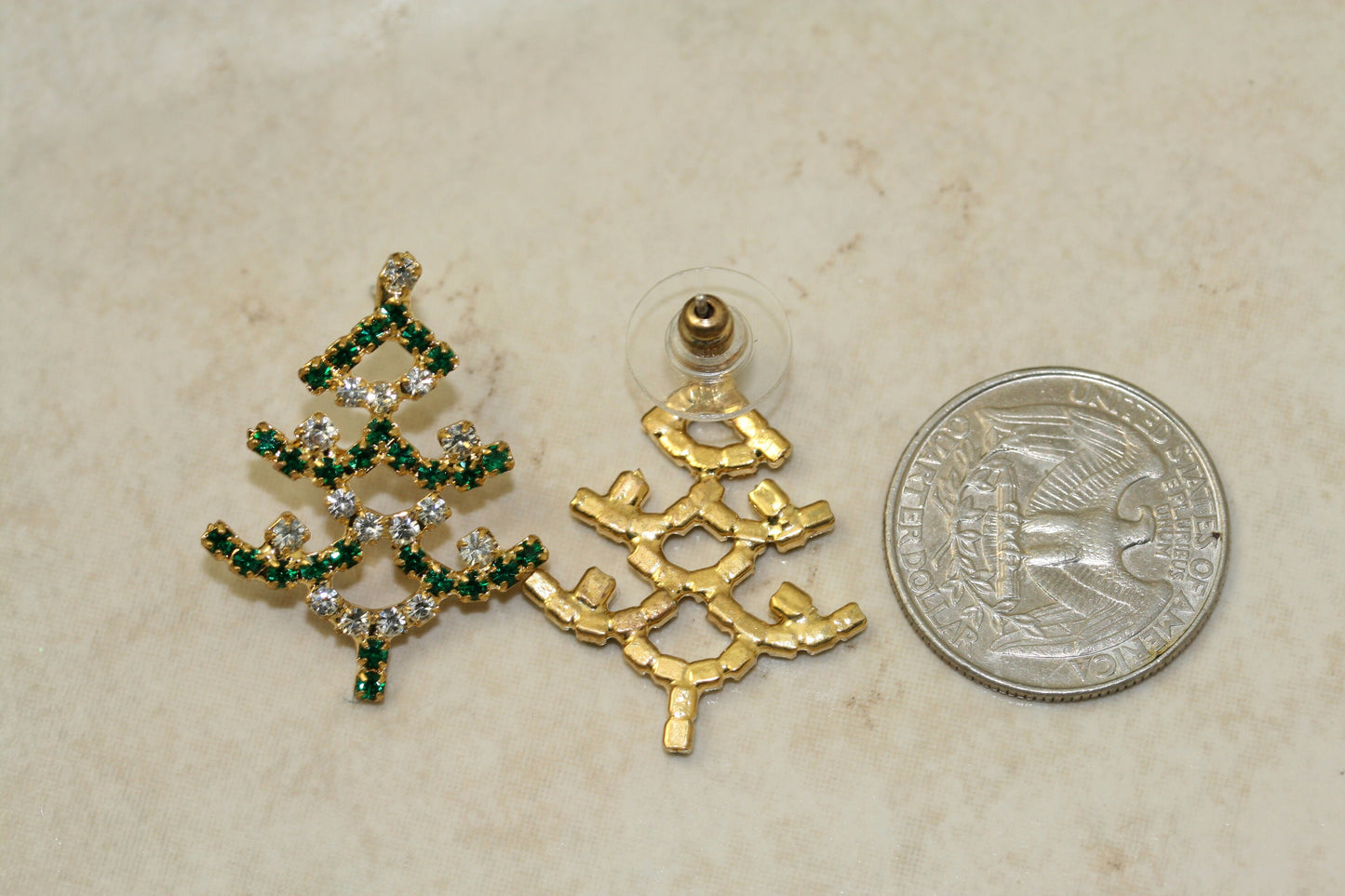 Rhinestone Christmas Tree Earring, Fashion Holiday Costume Jewelry, Xmas Gift Jewelry