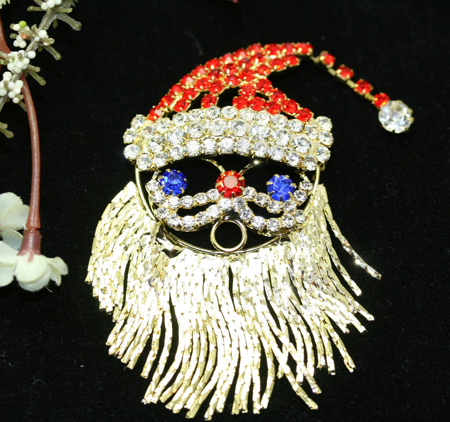 Christmas Santa Claus Face Brooch and Earrings Set , Santa Clause pin, Santa Clause Earrings Christmas Holiday Jewelry Set