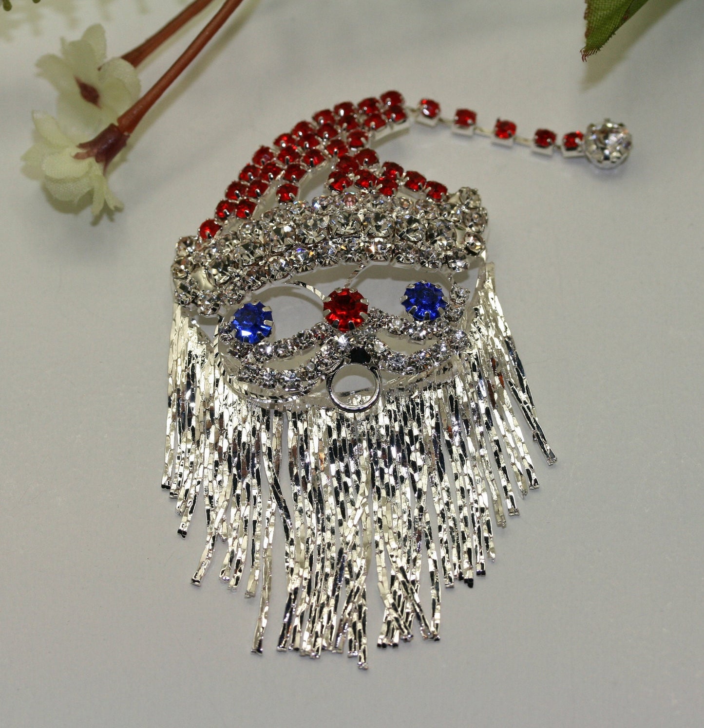 Christmas Santa Claus Face Brooch and Earrings Set , Santa Clause pin, Santa Clause Earrings Christmas Holiday Jewelry Set