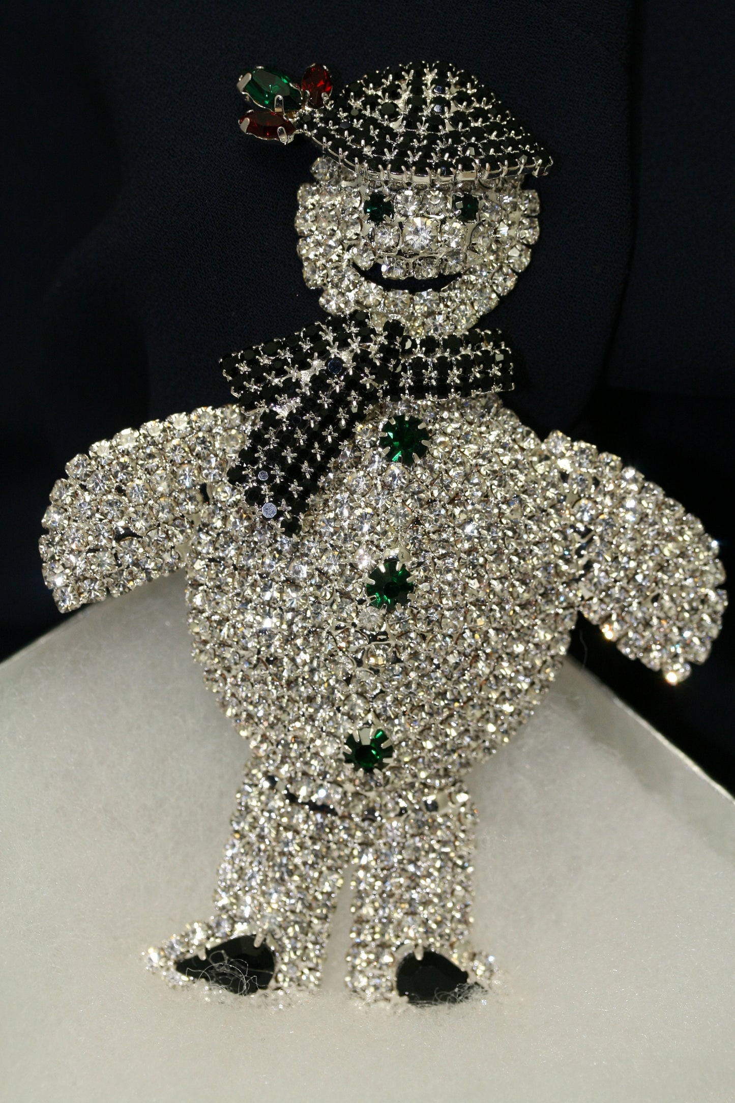 Large Rhinestone Christmas Snowman Brooch Pin, Stunning Winter Snowman Brooch, Holiday Jewelry Gift