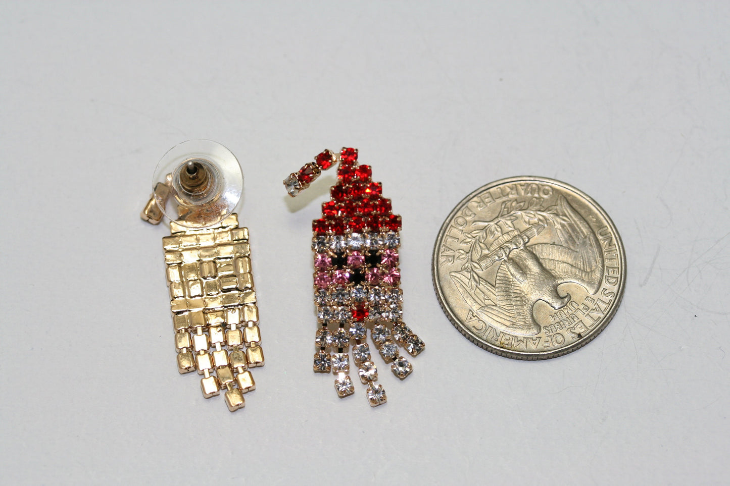 Rhinestone Christmas Santa Claus Face Stud Post Earrings, Santa Claus Face Pendant, Holiday Xmas Jewelry Gift