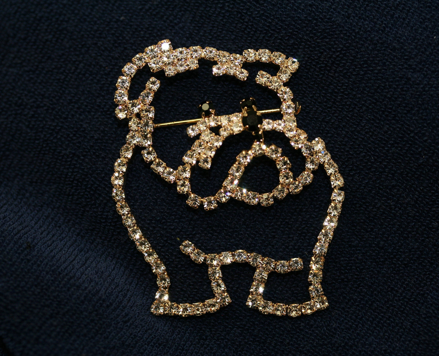 Vintage Costume Bulldog Dog Puppy prong set Georgia Mascot dog brooch pin, Animal Dog Jewelry