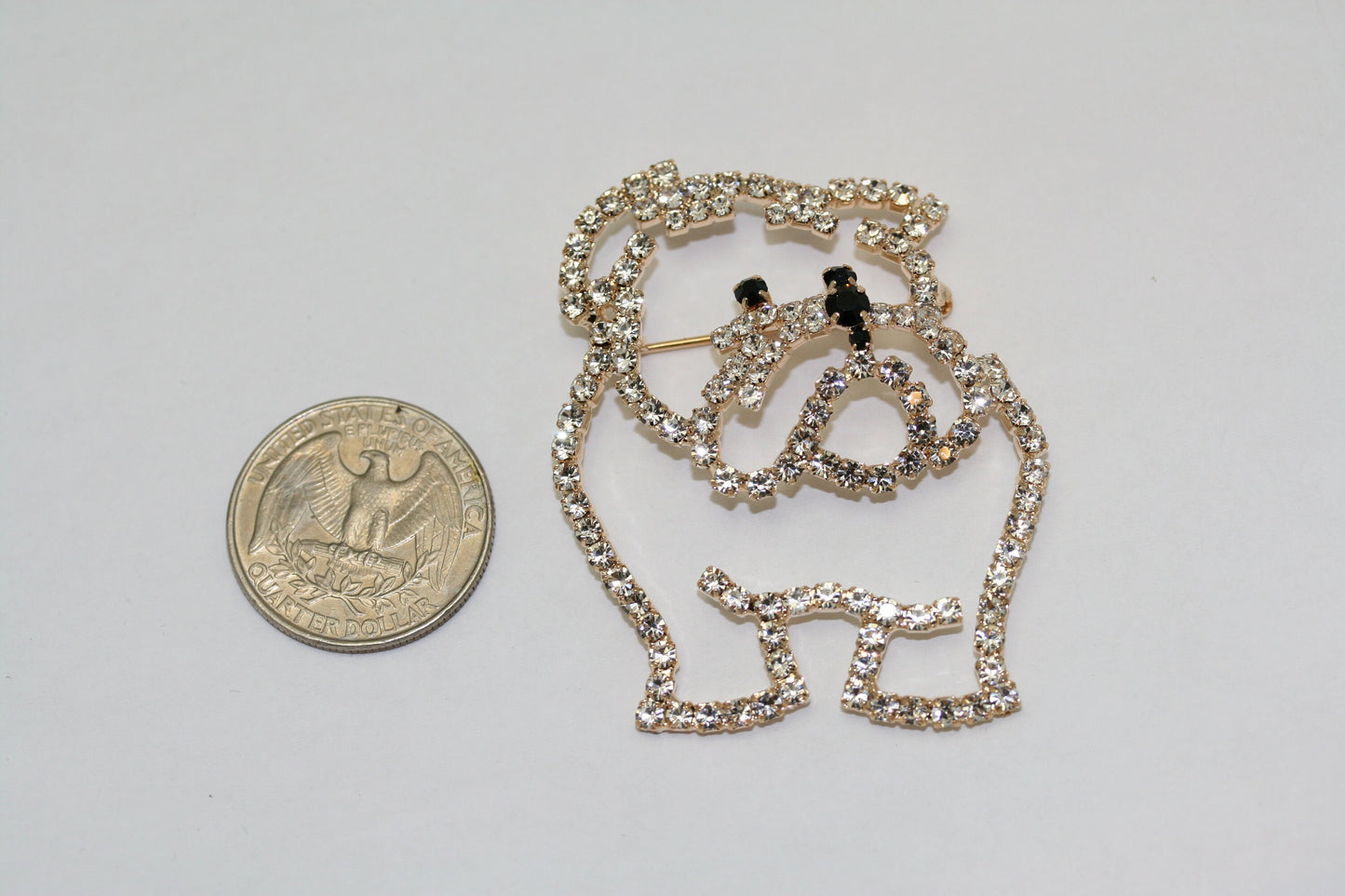 Vintage Costume Bulldog Dog Puppy prong set Georgia Mascot dog brooch pin, Animal Dog Jewelry