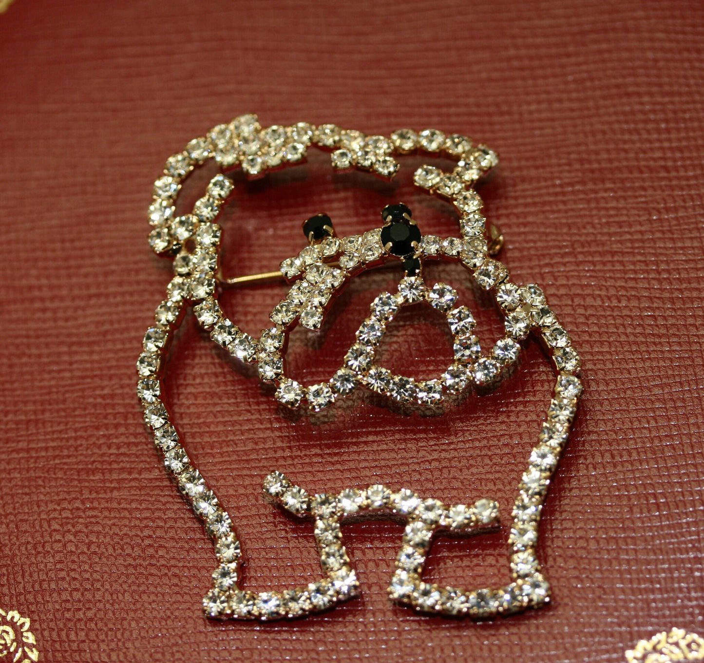 Vintage Costume Bulldog Dog Puppy prong set Georgia Mascot dog brooch pin, Animal Dog Jewelry