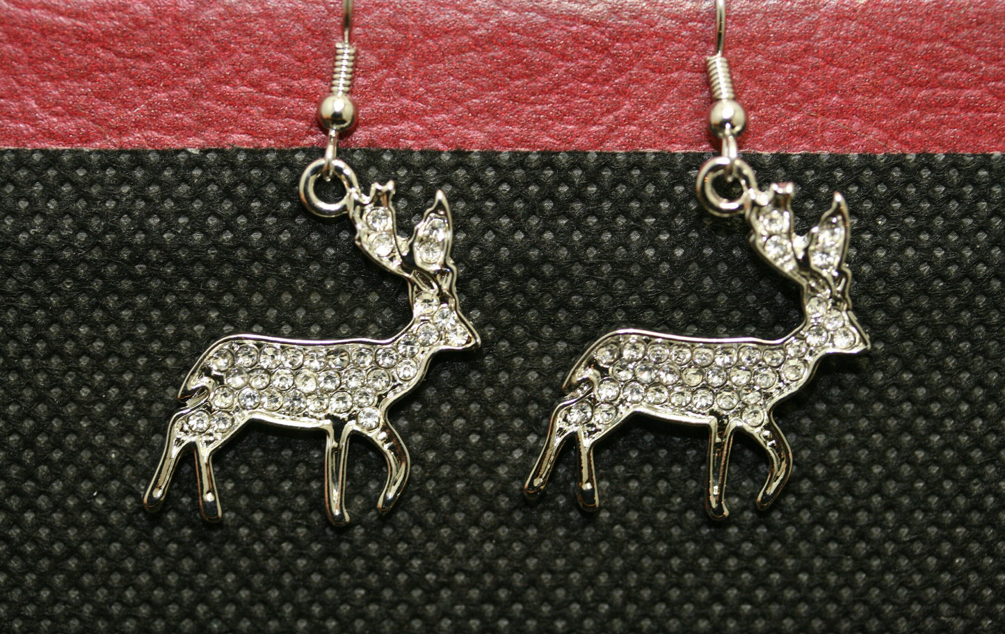 Rhinestone Silver-Plated Reindeer Dangle Earrings Jewelry Christmas Gift