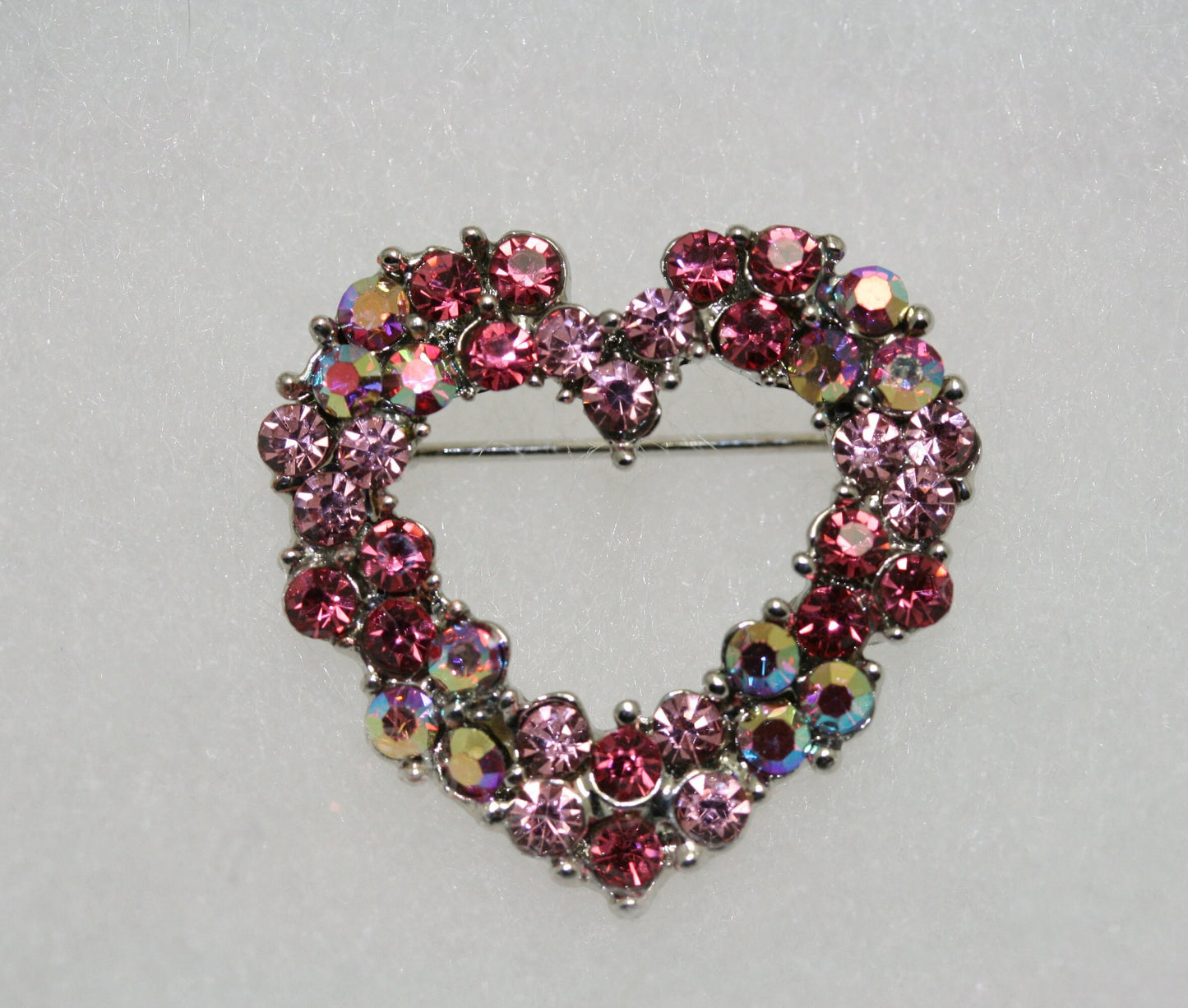 Multi-Color Rhinestone valentine's heart brooch pin, Pink Crystal Heart Brooch, Valentine's Day Jewelry Gift