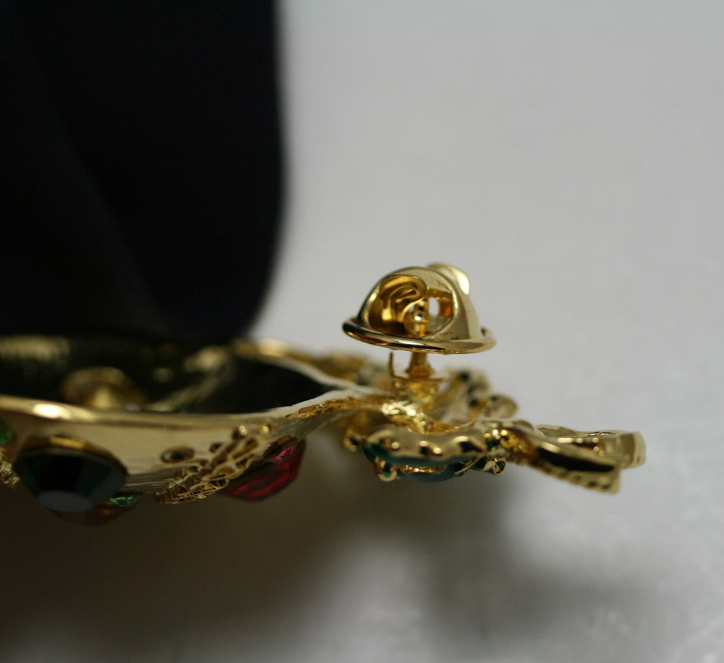 Christmas Ornament Tie TacK Pin Brooch Rhinestone Enamel Gold-Tone, Christmas Holiday Jewelry Gift