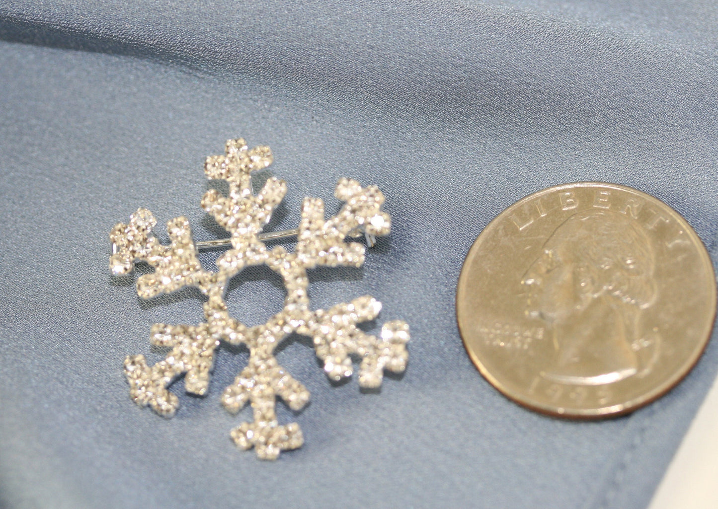 Rhinestone Winter Snowflake Brooch Pin OR Pendant, Christmas Fashion Jewelry Gift