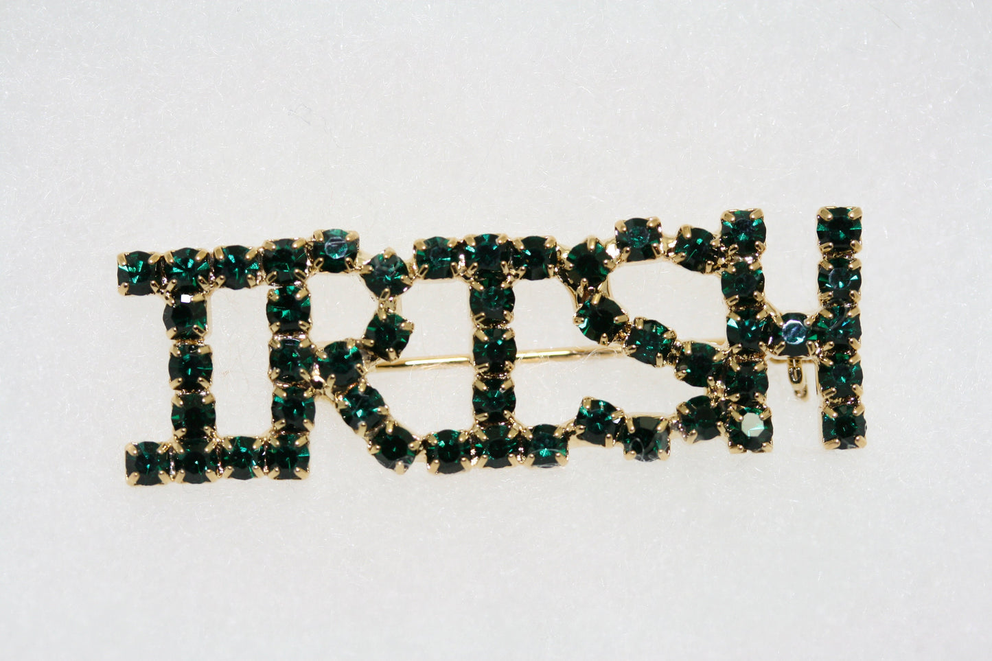 IRISH St. Patrick's Day Pin Patty's Green Rhinestone Emerald Green Crystal Brooch Jewelry Gift