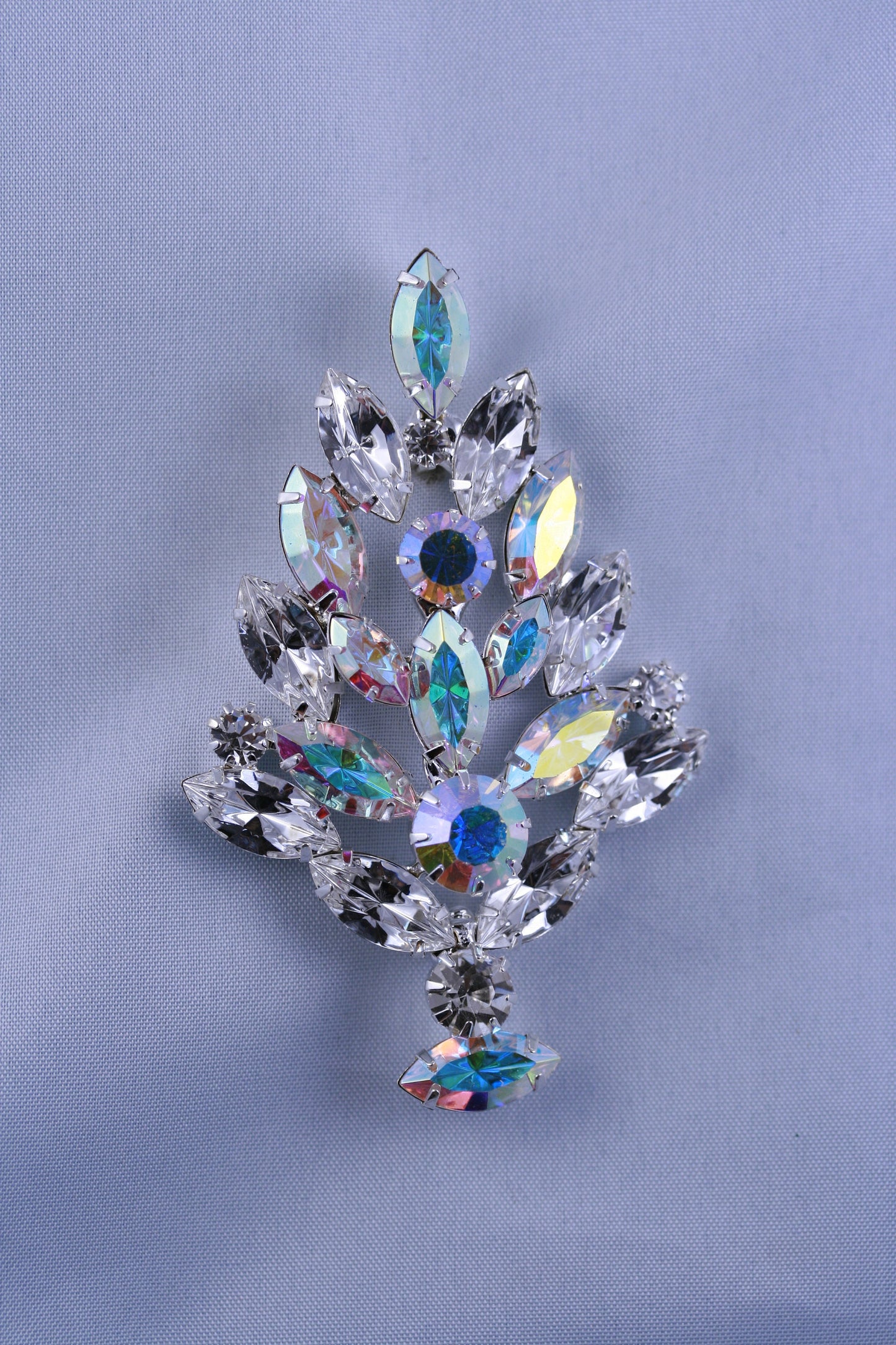 Vintage Eisenberg Ice Design Aurora Borealis Rhinestone Christmas Tree Brooch Pin, Xmas Holiday Jewelry Gift Collection
