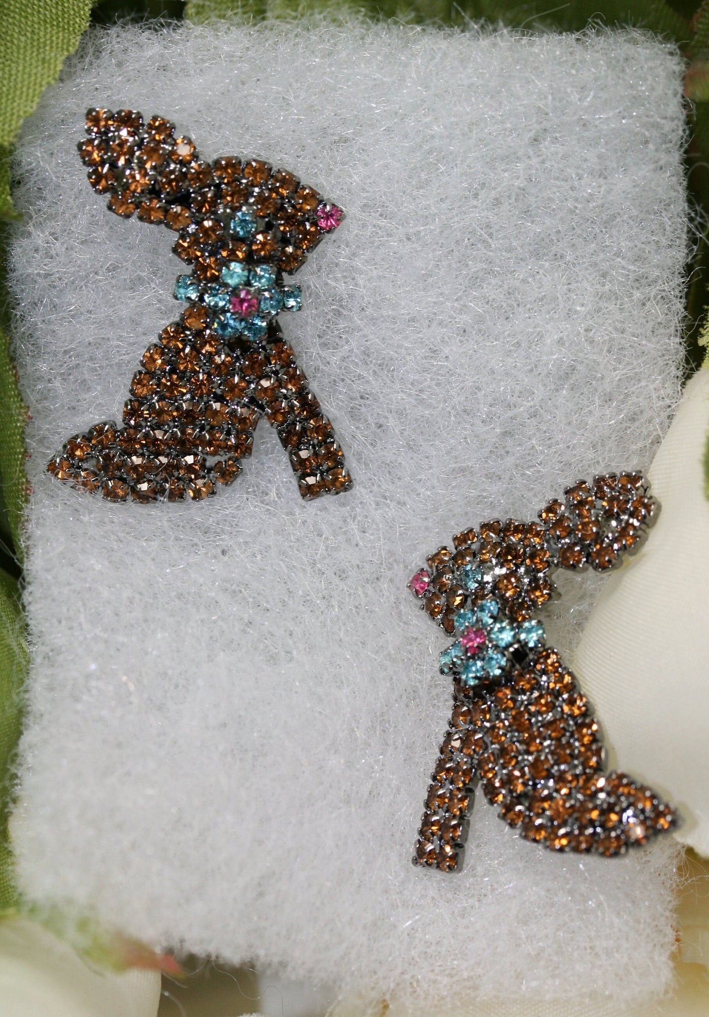 Rhinestone Easter Chocolate Bunny Stud Earring, Easter Bunny Rabbit Jewelry Gift