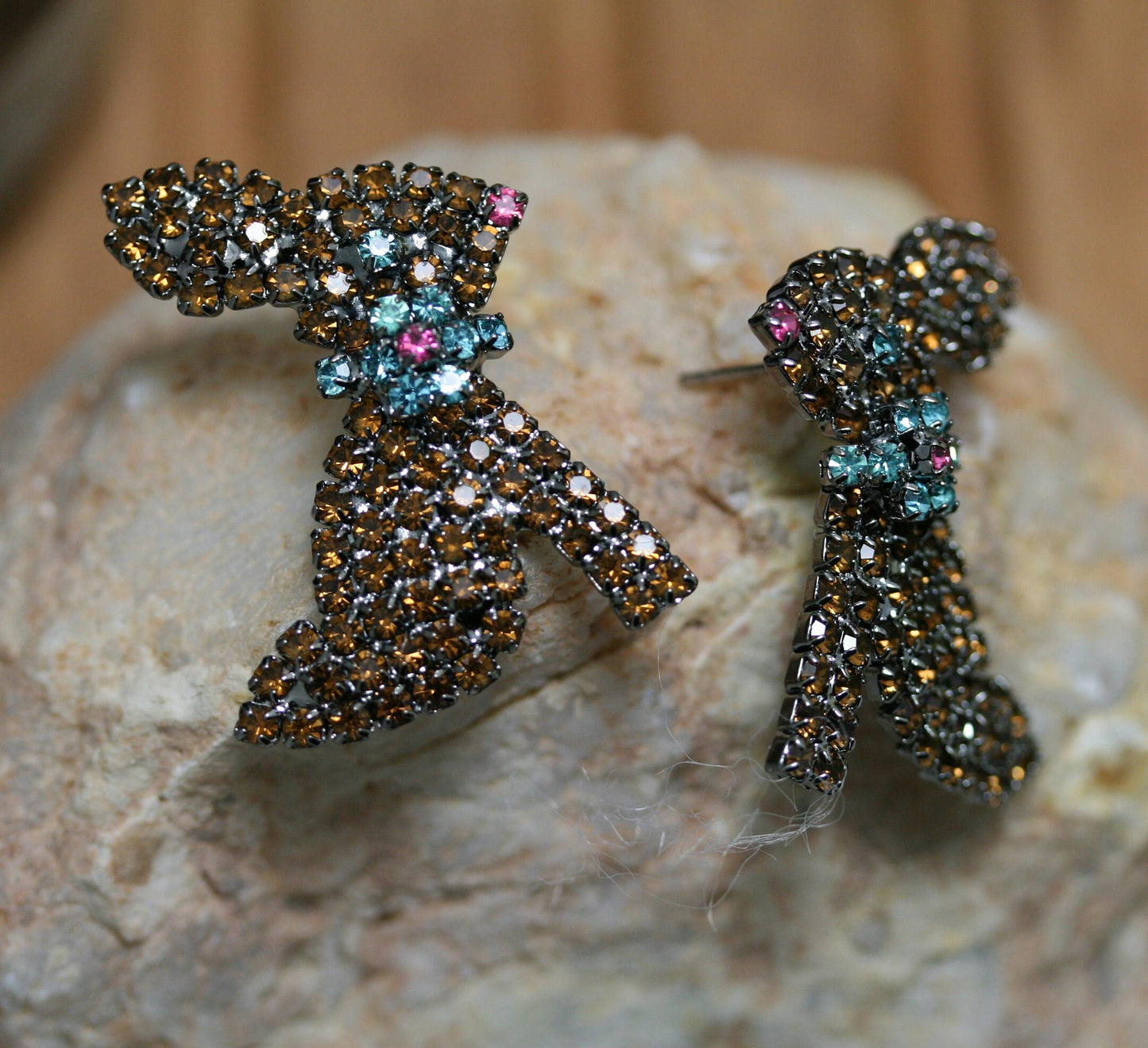 Rhinestone Easter Chocolate Bunny Stud Earring, Easter Bunny Rabbit Jewelry Gift