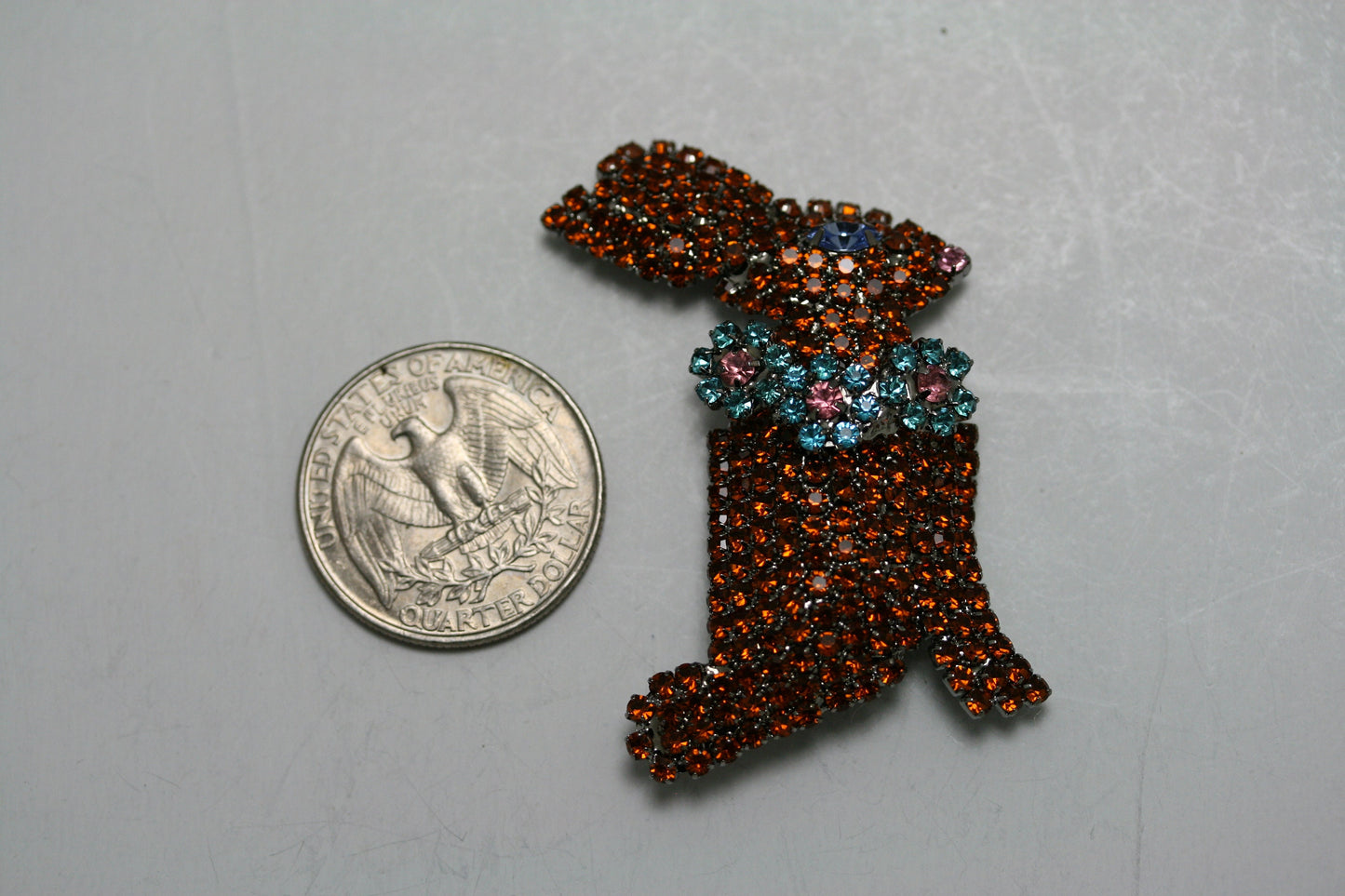 Rhinestone Easter Chocolate Bunny Brooch Pin, Easter Bunny Rabbit Jewelry Gift