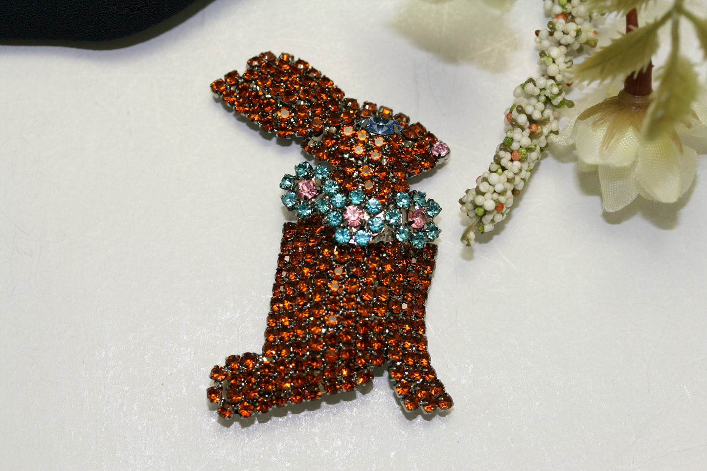 Rhinestone Easter Chocolate Bunny Brooch Pin, Easter Bunny Rabbit Jewelry Gift