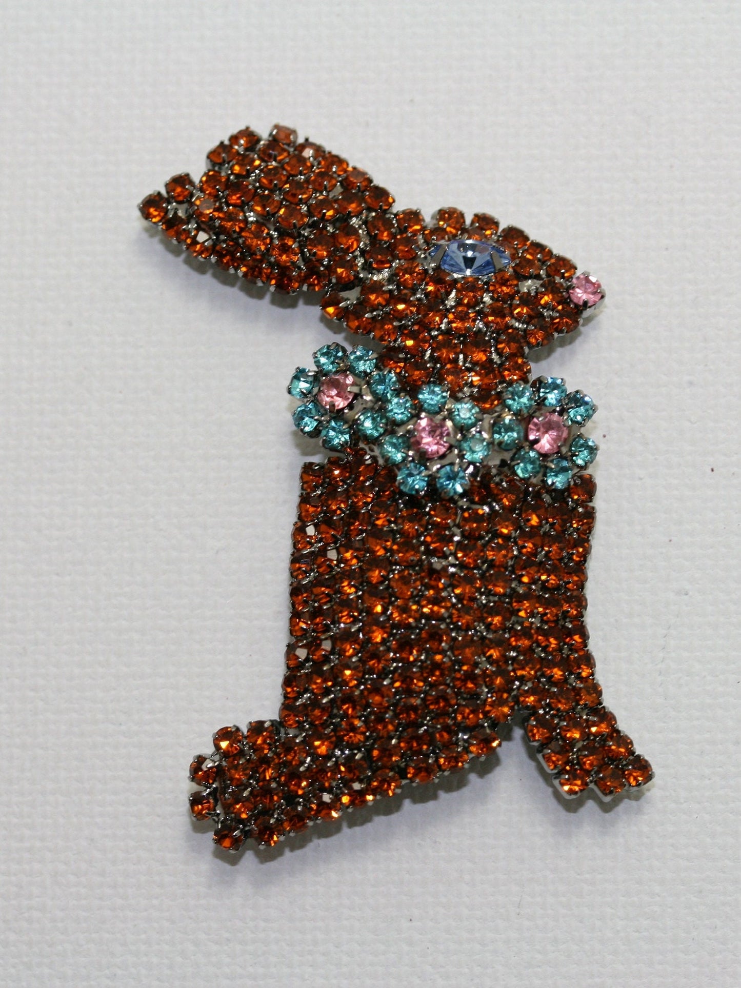 Rhinestone Easter Chocolate Bunny Brooch Pin, Easter Bunny Rabbit Jewelry Gift
