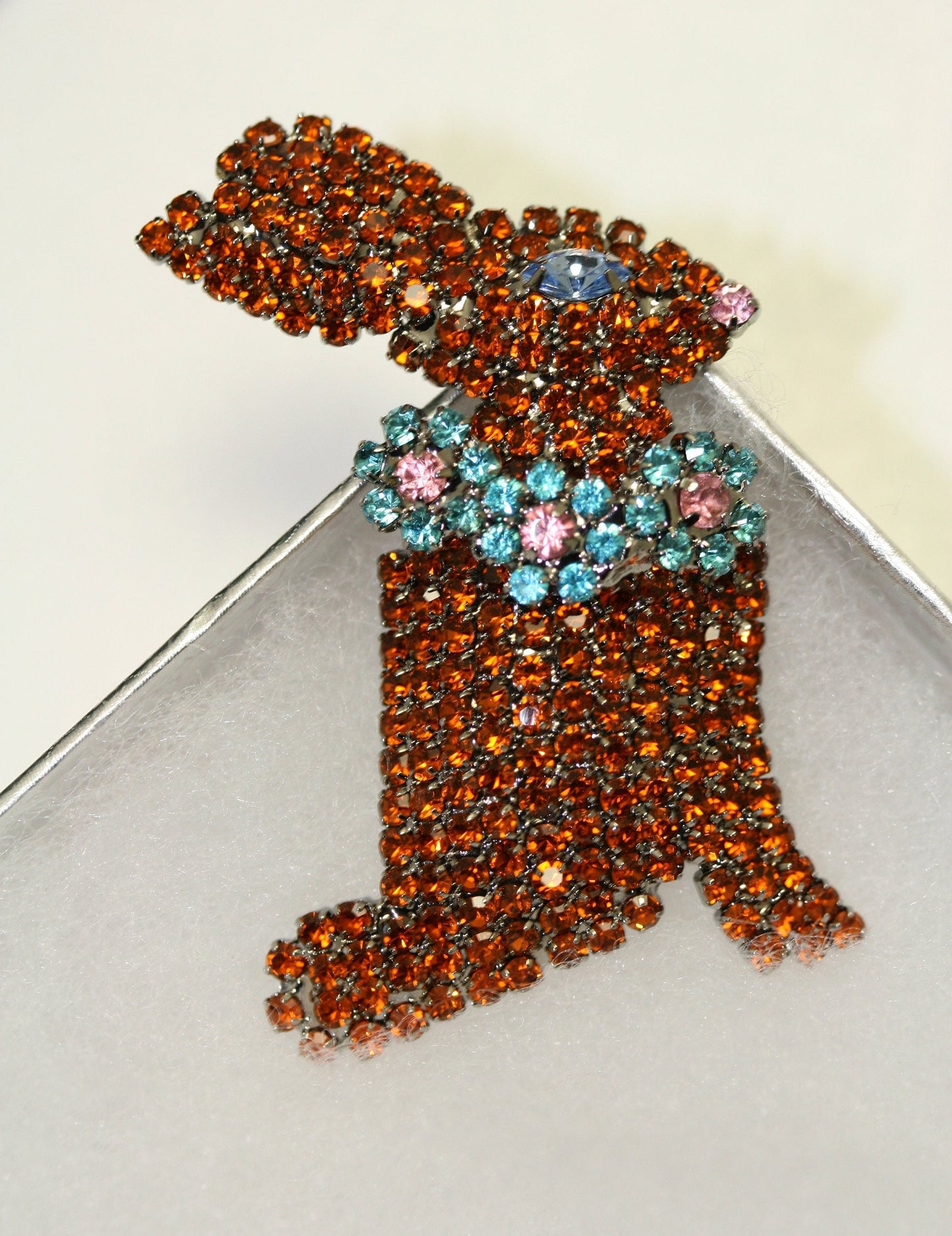 Rhinestone Easter Chocolate Bunny Brooch Pin, Easter Bunny Rabbit Jewelry Gift