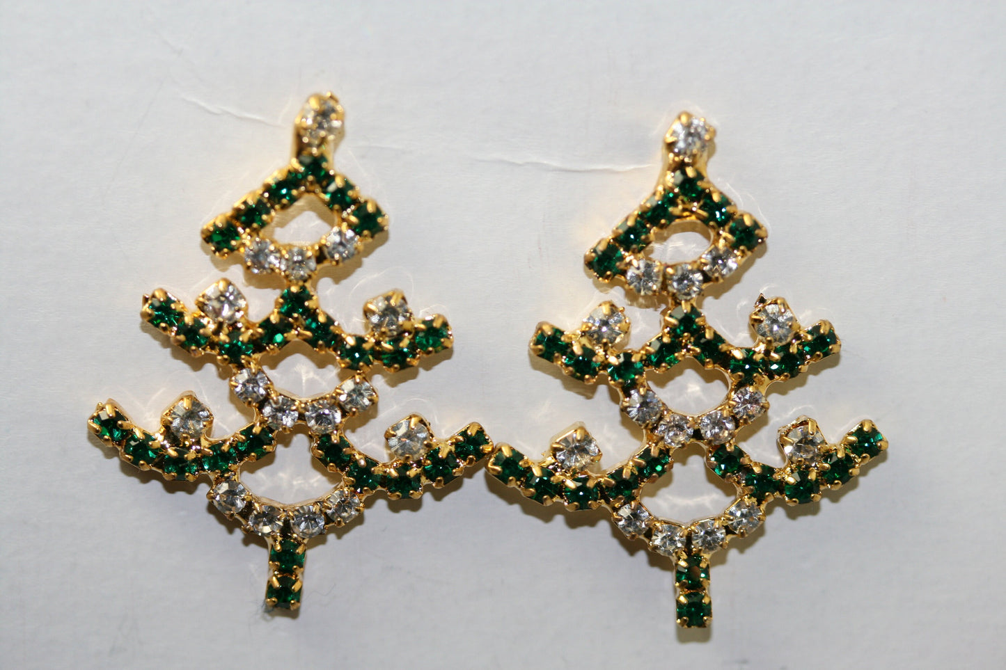 Rhinestone Christmas Tree Earring, Fashion Holiday Costume Jewelry, Xmas Gift Jewelry