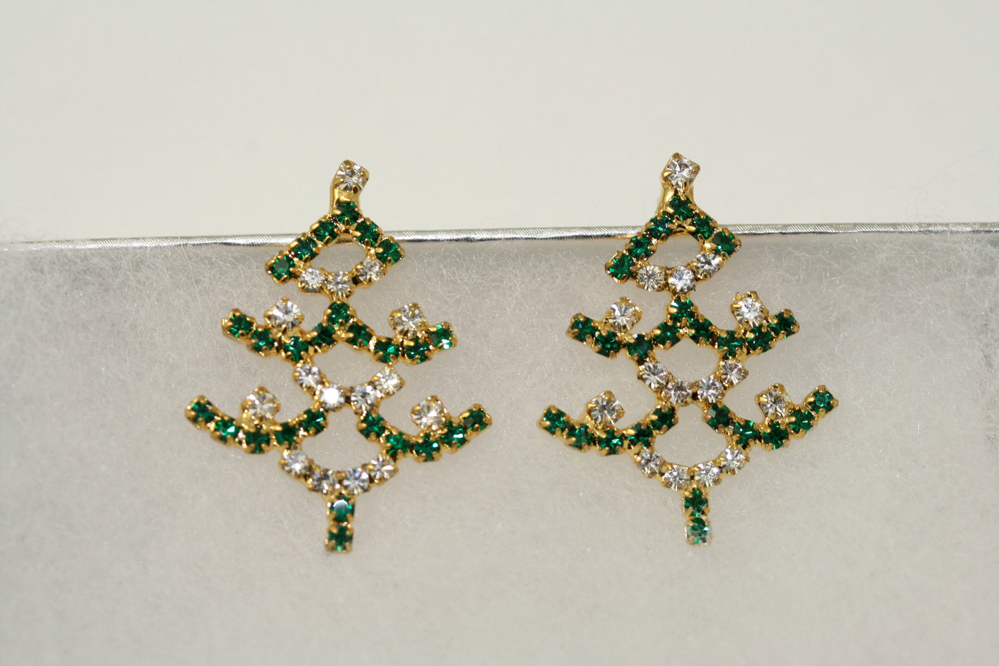 Rhinestone Christmas Tree Earring, Fashion Holiday Costume Jewelry, Xmas Gift Jewelry