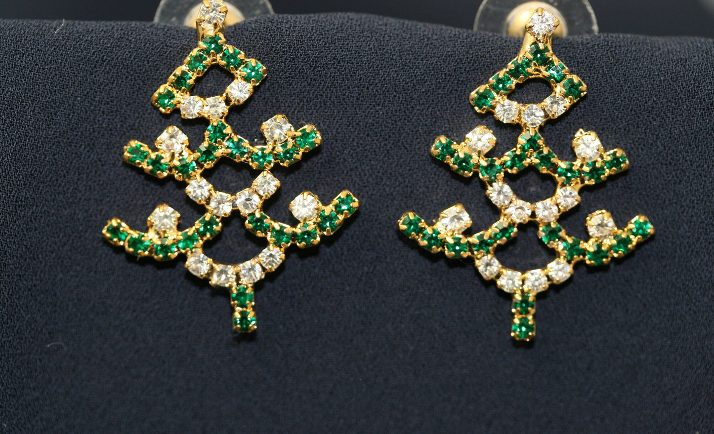 Rhinestone Christmas Tree Earring, Fashion Holiday Costume Jewelry, Xmas Gift Jewelry