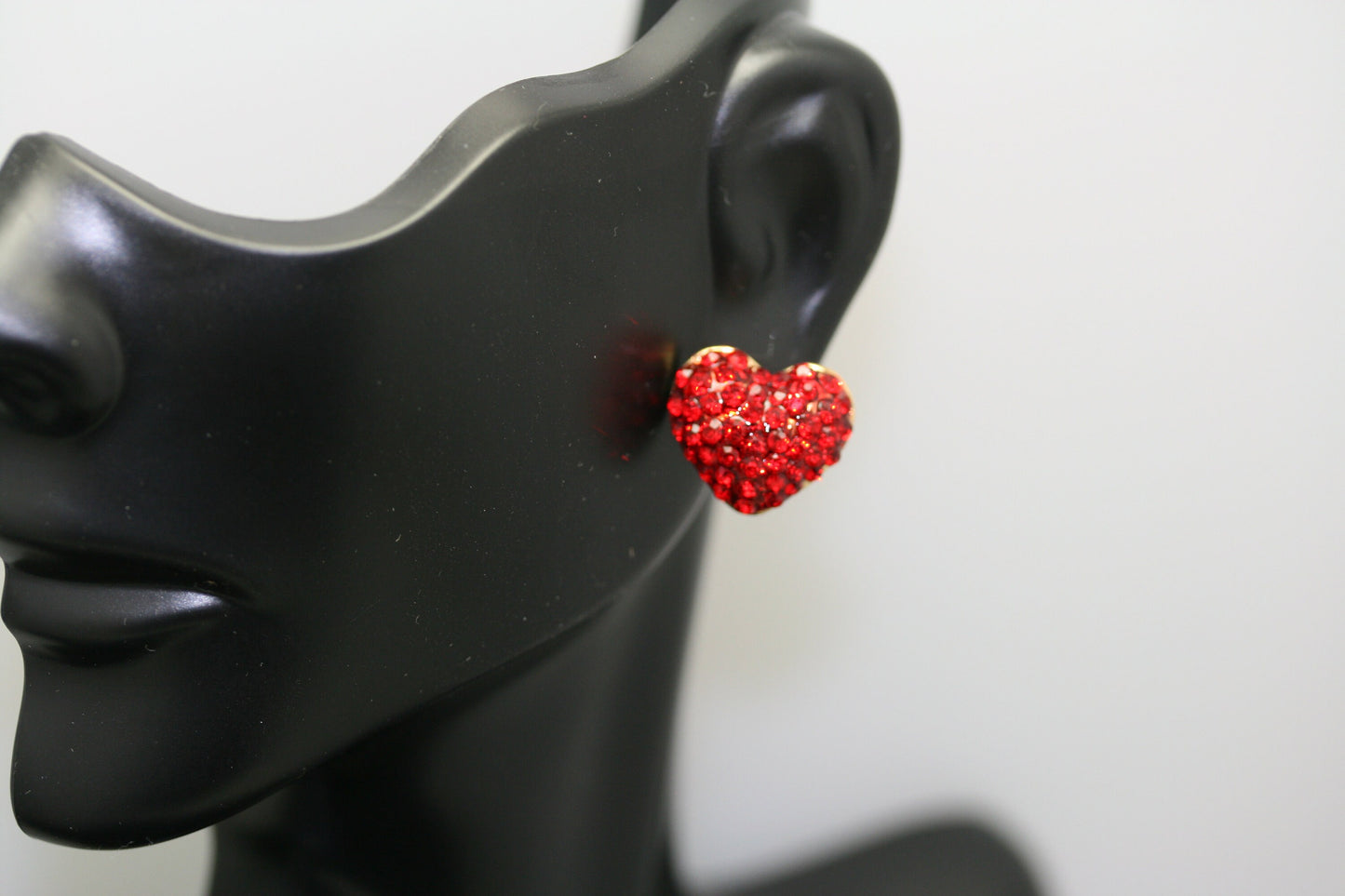 Valentine's Day Pendant Pin & Earrings Set, Red Ruby Rhinestone Valentine's Heart Necklace Charm, Wedding Jewelry Gift,