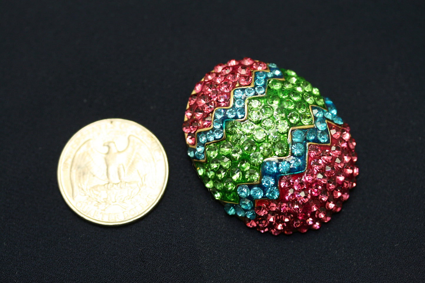 Rhinestone Multi-Colors Easter Egg Brooch Pin and Post Earrings Set, Easter Holiday Costume Jewelry