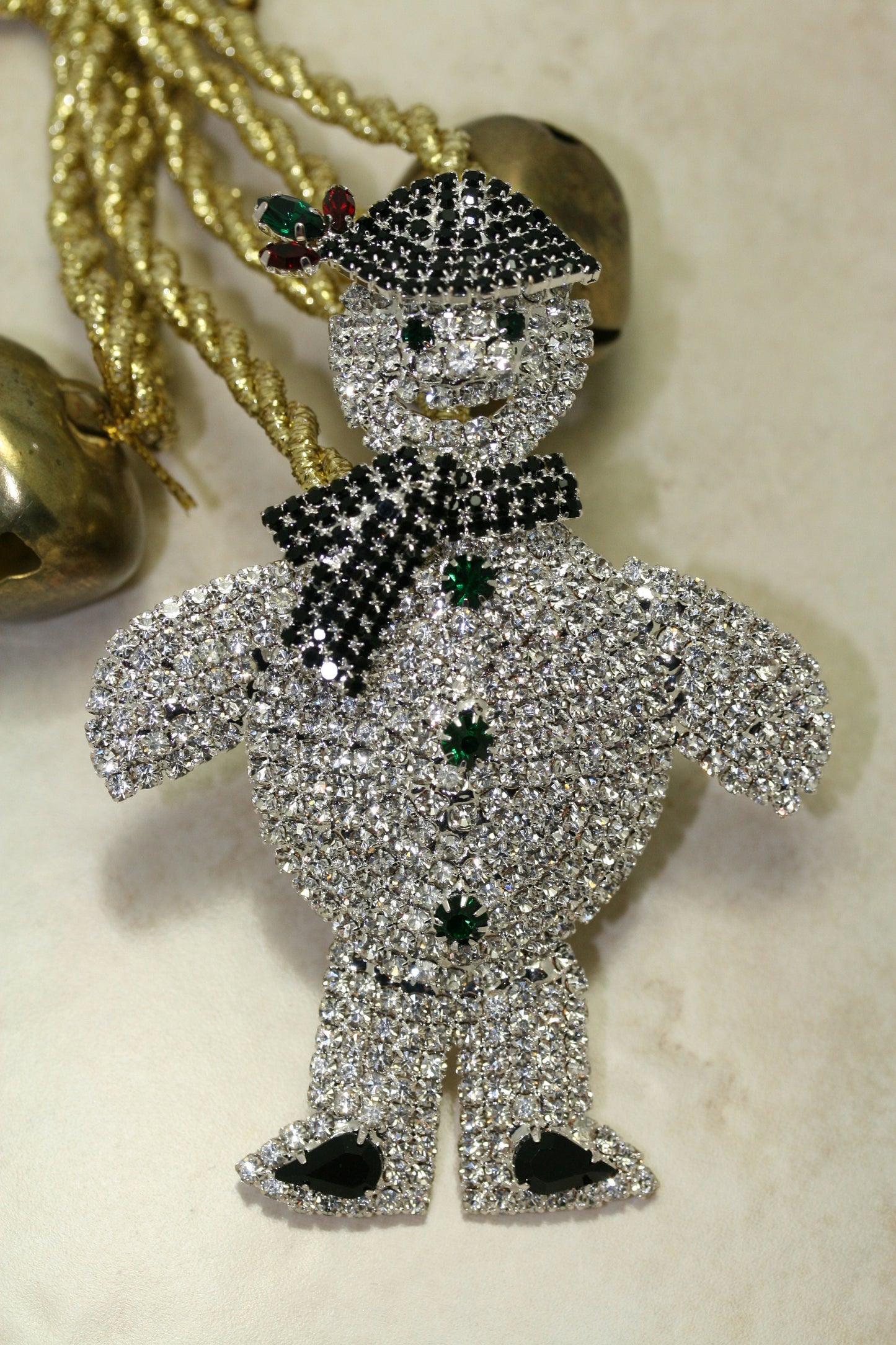 Large Rhinestone Christmas Snowman Brooch Pin, Stunning Winter Snowman Brooch, Holiday Jewelry Gift