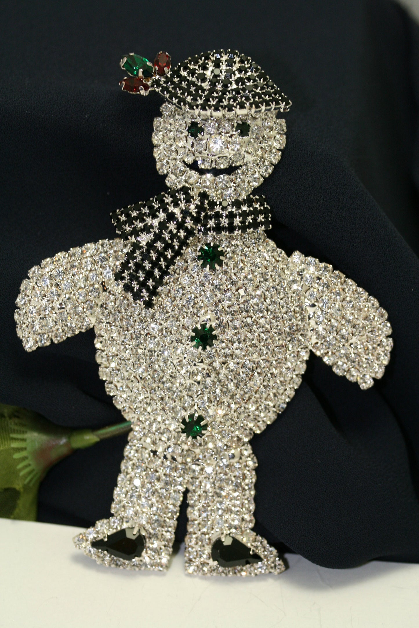 Large Rhinestone Christmas Snowman Brooch Pin, Stunning Winter Snowman Brooch, Holiday Jewelry Gift