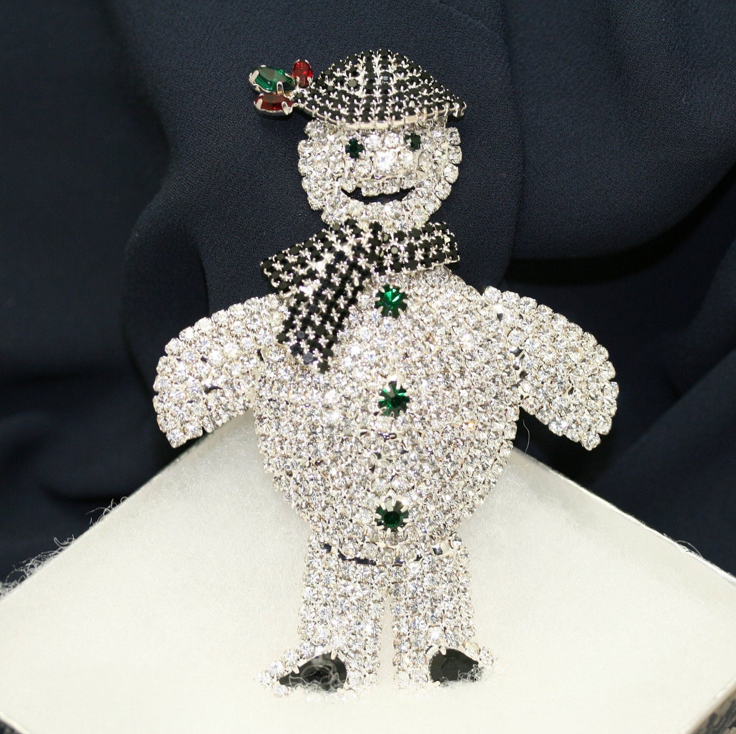 Large Rhinestone Christmas Snowman Brooch Pin, Stunning Winter Snowman Brooch, Holiday Jewelry Gift