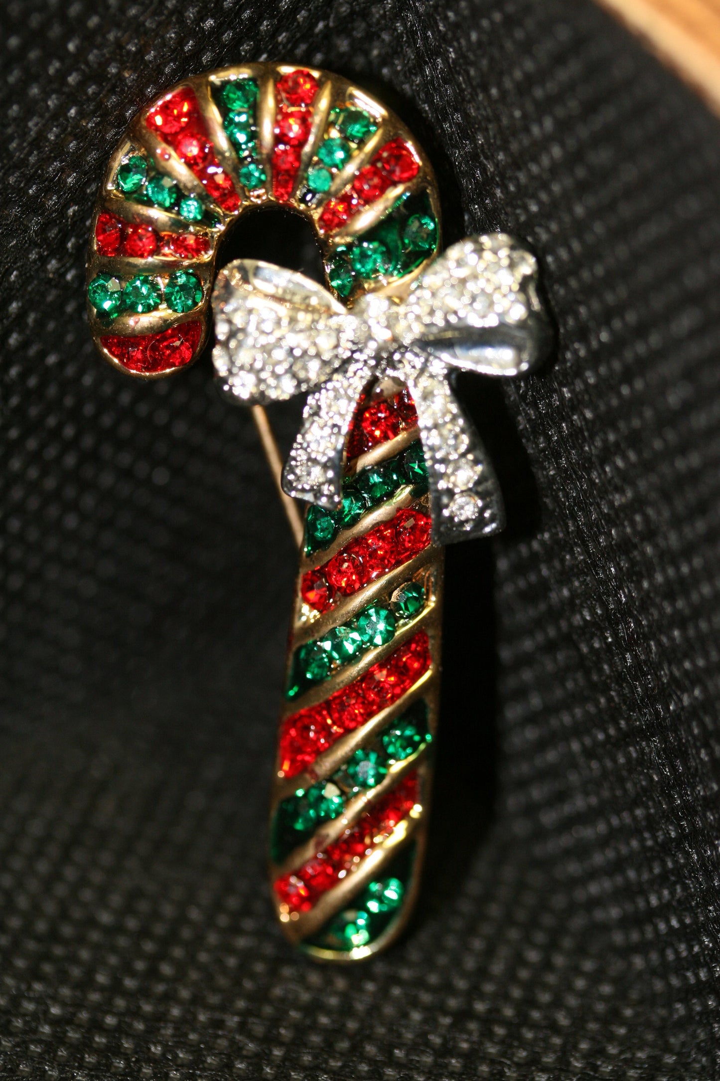 Christmas Candy cane Brooch Rhinestone Sparkle Candy Cane Brooch Pin, Holiday Gift