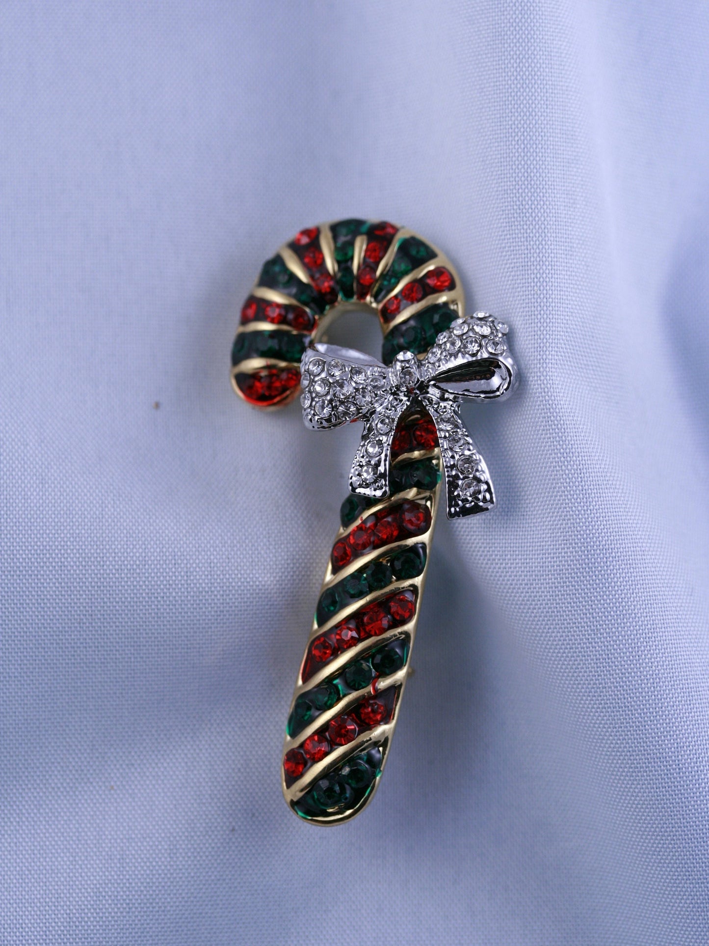 Christmas Candy cane Brooch Rhinestone Sparkle Candy Cane Brooch Pin, Holiday Gift