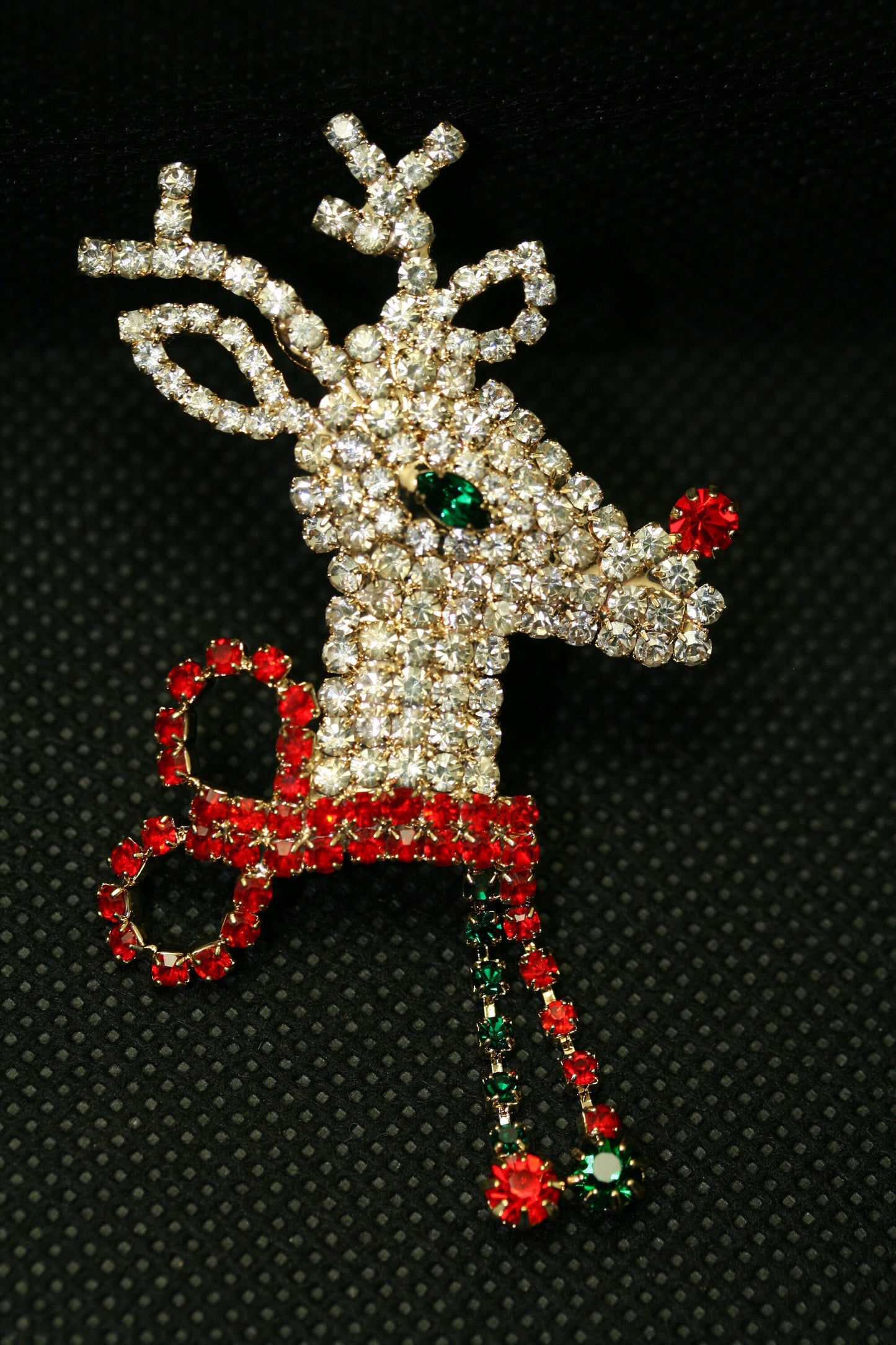 Dazzling Reindeer Christmas Jewelry Stones Brooch, Rhinestone Xmas Reindeer Rudolph Pin, Holiday Jewelry Gift