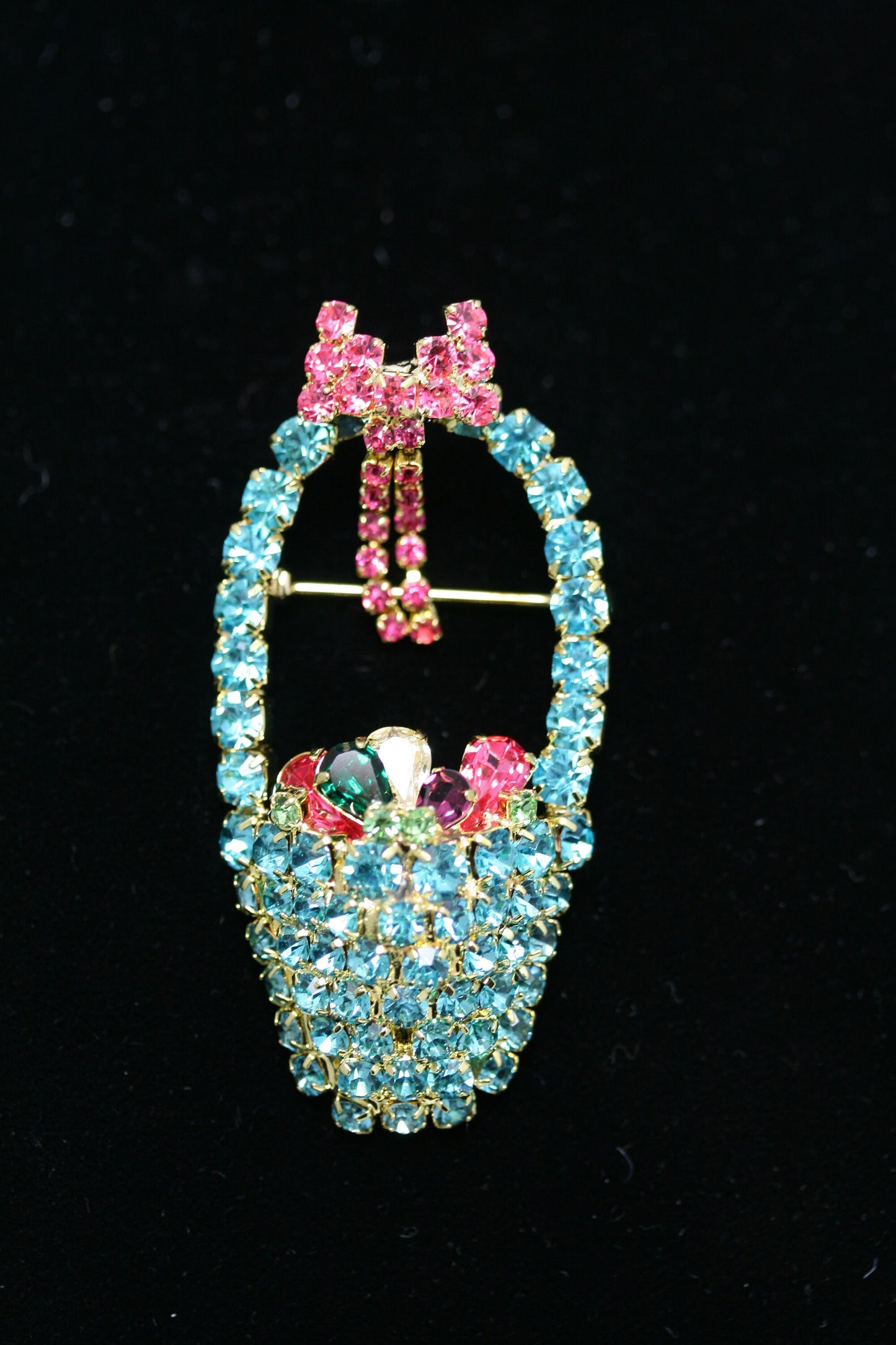 Rhinestone Easter Basket Brooch Pin, Easter Jewelry, Easter Egg Brooch Pin, Easter Holiday Jewelry Gift