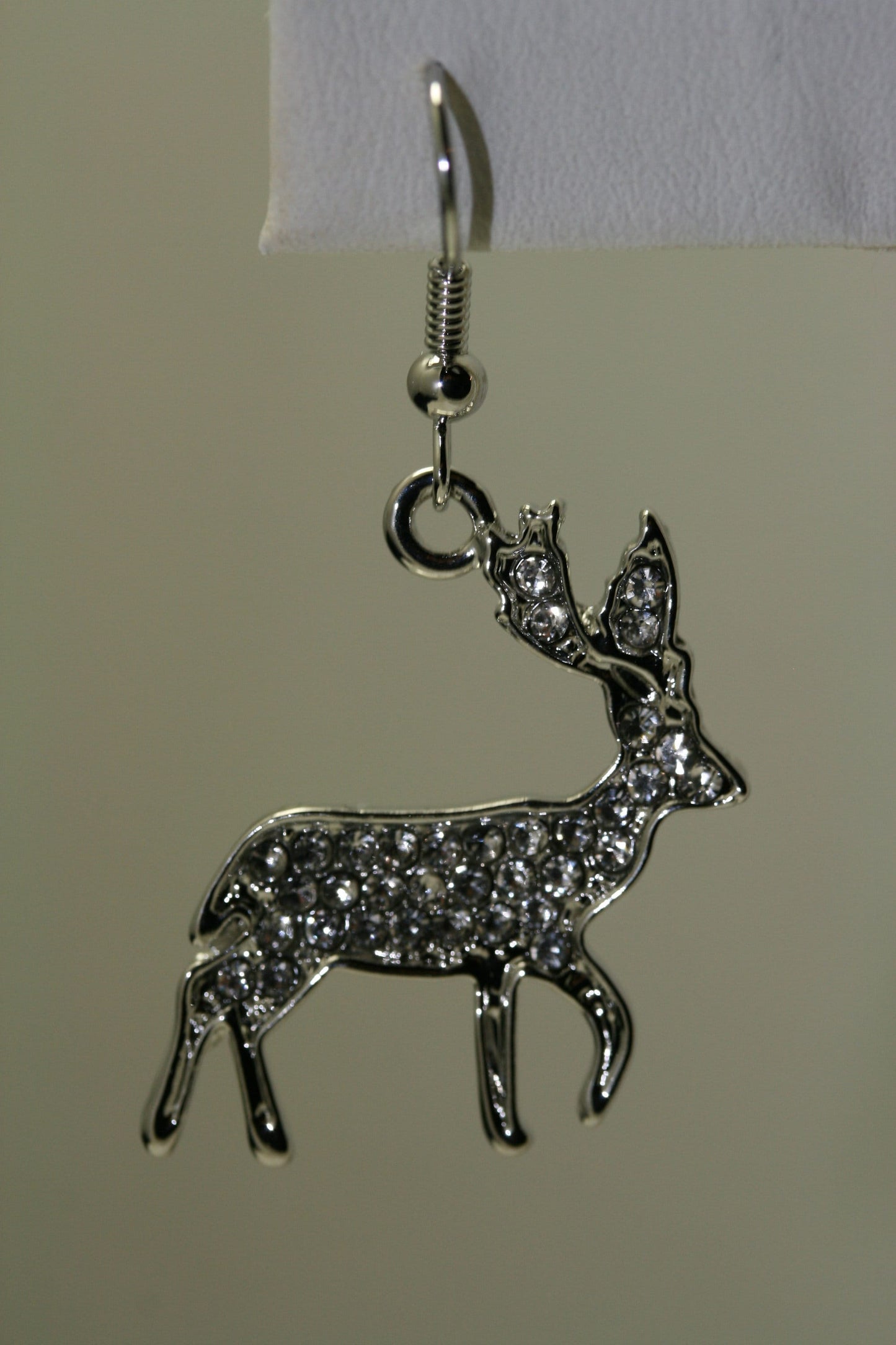 Rhinestone Silver-Plated Reindeer Dangle Earrings Jewelry Christmas Gift
