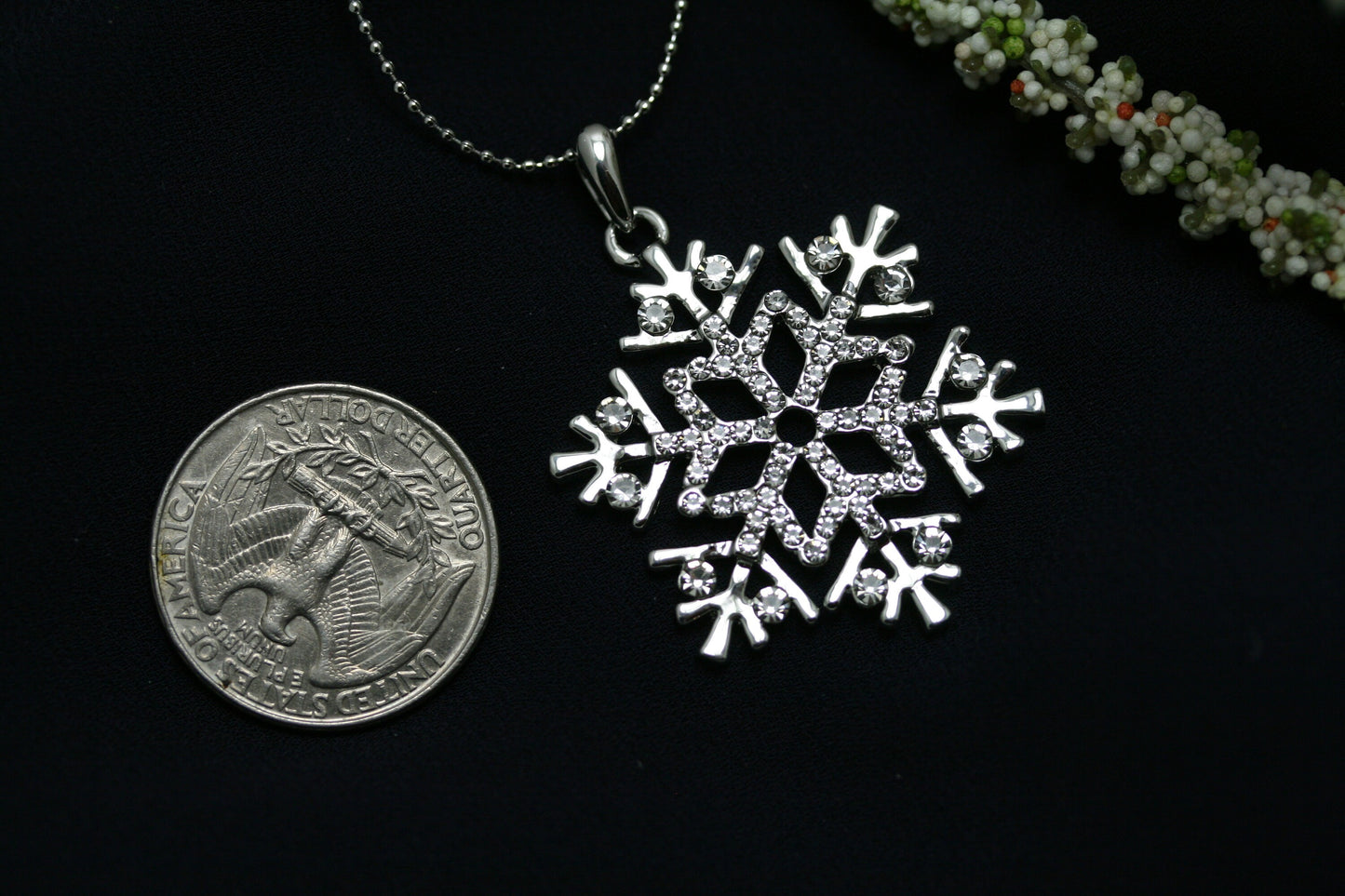 Rhinestone Snowflake Pendant Necklace, Christmas Snowflake Earrings, Christmas Snowflake Jewelry Set Christmas Gift