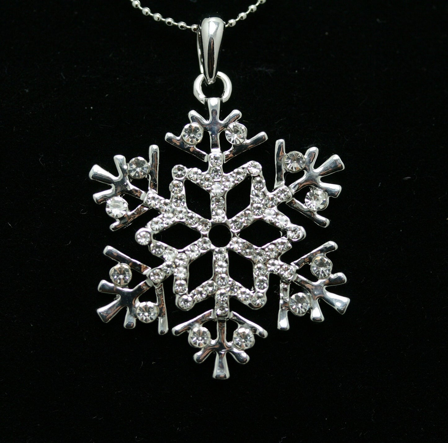 Rhinestone Snowflake Pendant Necklace, Christmas Snowflake Earrings, Christmas Snowflake Jewelry Set Christmas Gift