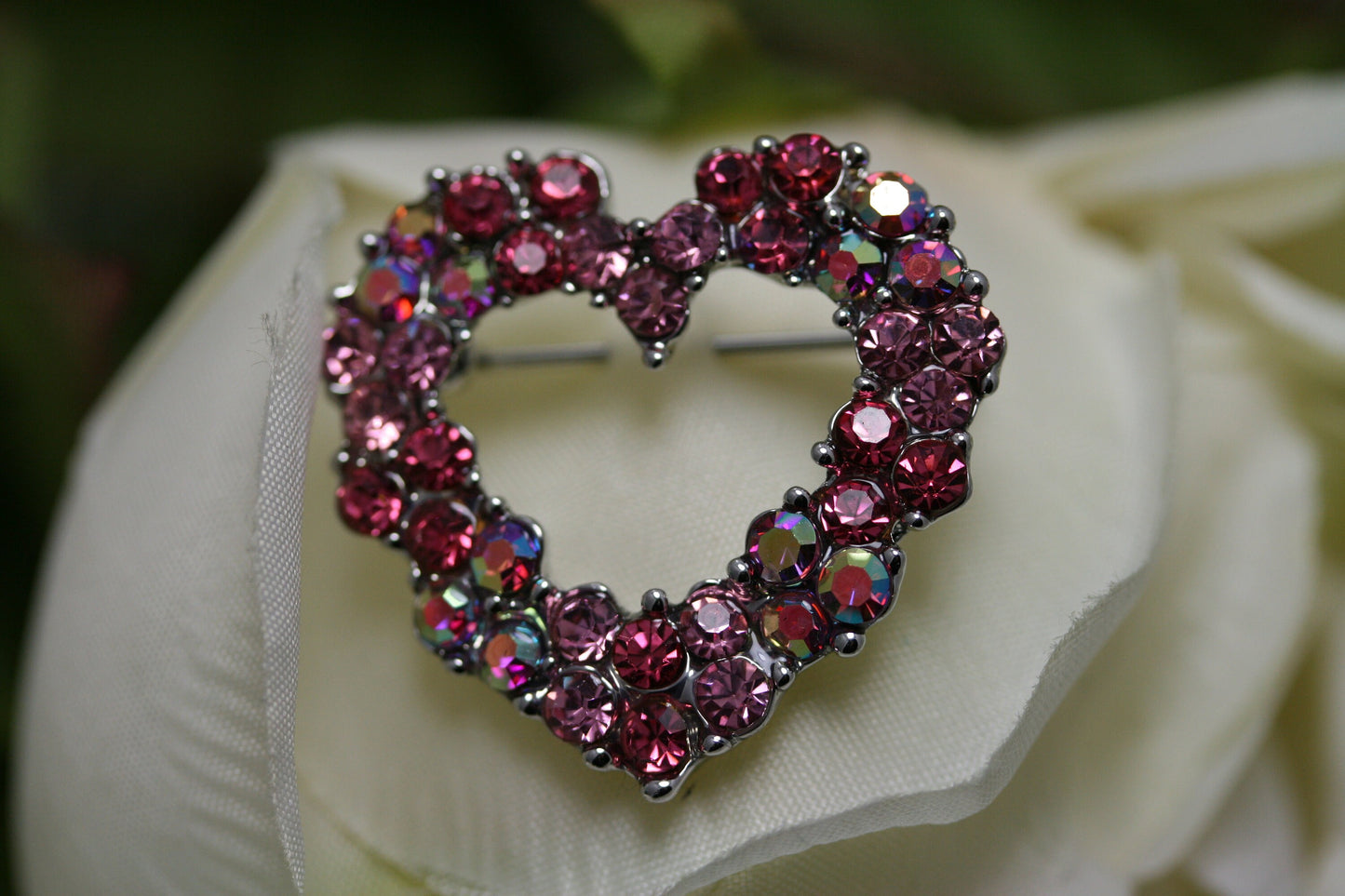 Multi-Color Rhinestone valentine's heart brooch pin, Pink Crystal Heart Brooch, Valentine's Day Jewelry Gift