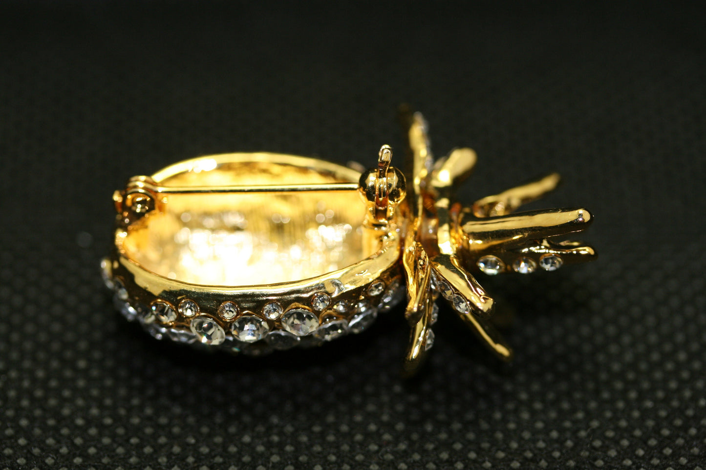Rhinestone Pineapple Brooch Gold Tone Metal and Clear Rhinestones Pin