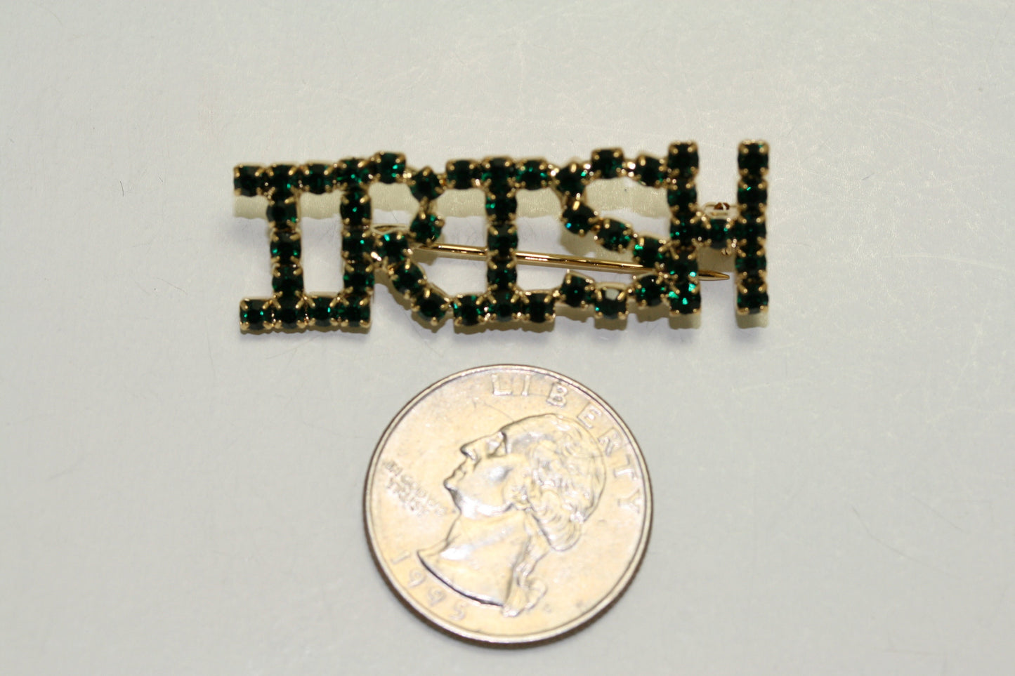 IRISH St. Patrick's Day Pin Patty's Green Rhinestone Emerald Green Crystal Brooch Jewelry Gift