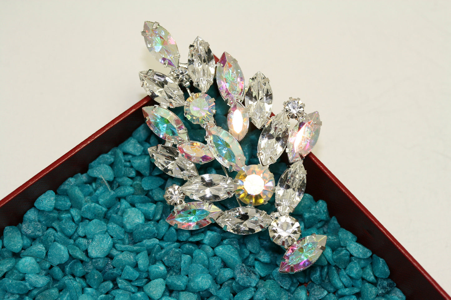 Vintage Eisenberg Ice Design Aurora Borealis Rhinestone Christmas Tree Brooch Pin, Xmas Holiday Jewelry Gift Collection