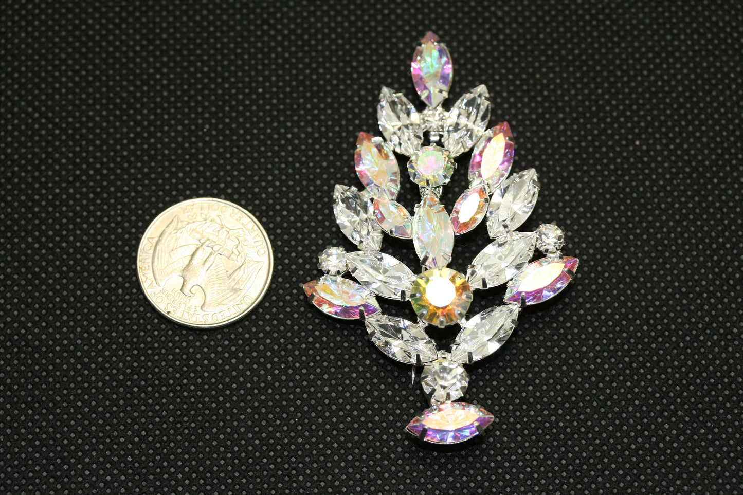 Vintage Eisenberg Ice Design Aurora Borealis Rhinestone Christmas Tree Brooch Pin, Xmas Holiday Jewelry Gift Collection