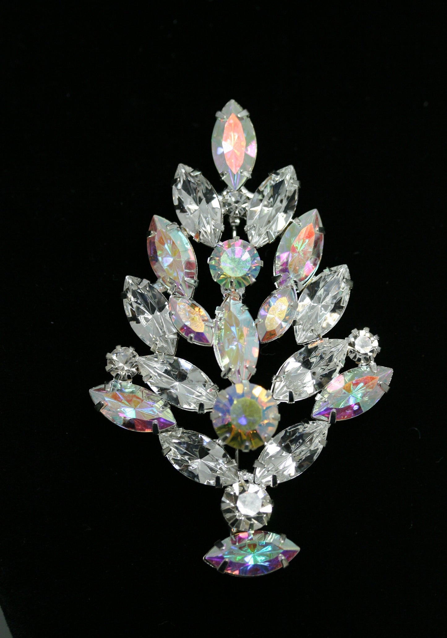 Vintage Eisenberg Ice Design Aurora Borealis Rhinestone Christmas Tree Brooch Pin, Xmas Holiday Jewelry Gift Collection
